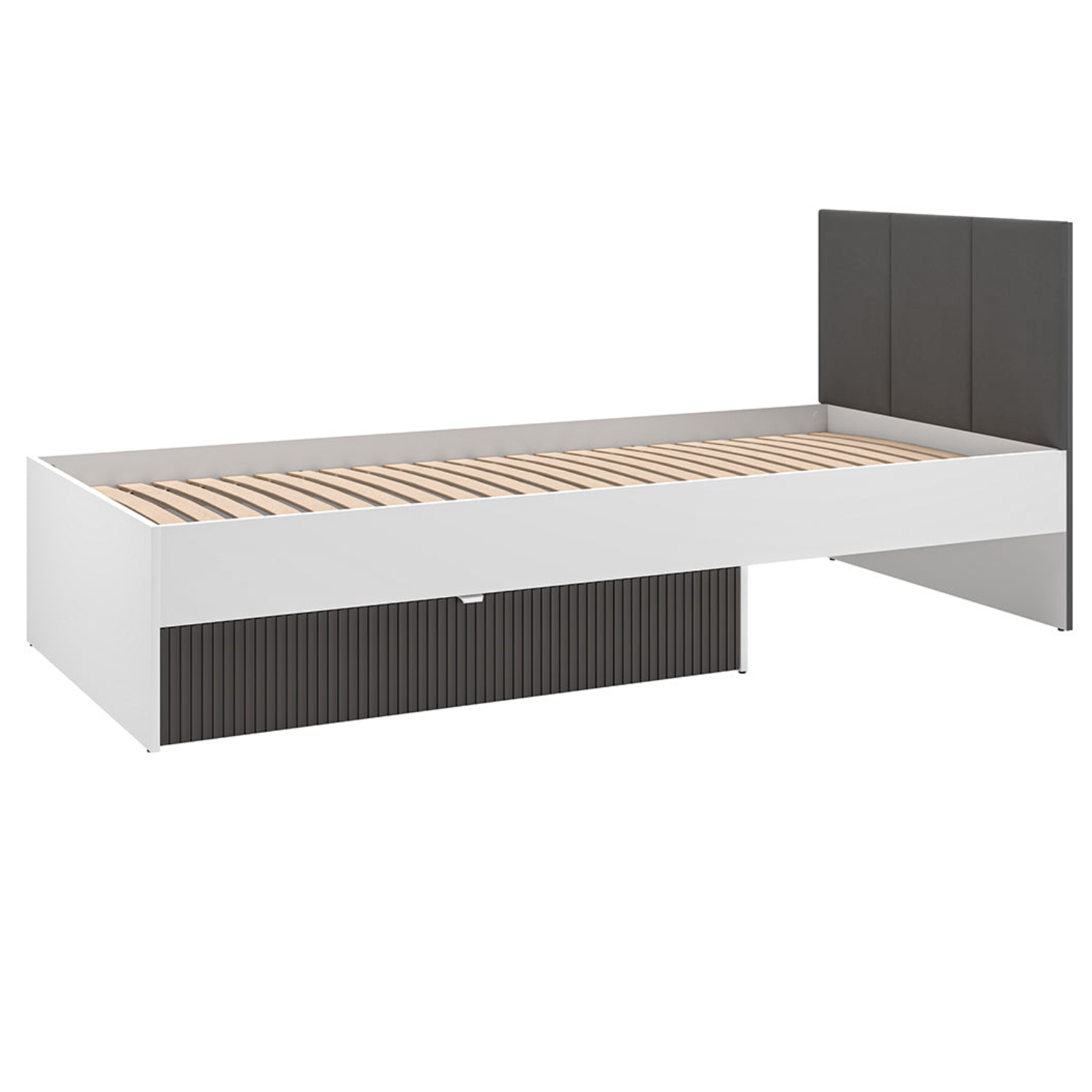Lit Moderne avec Finition Graphite Mat & Blanc – 90x207 cm