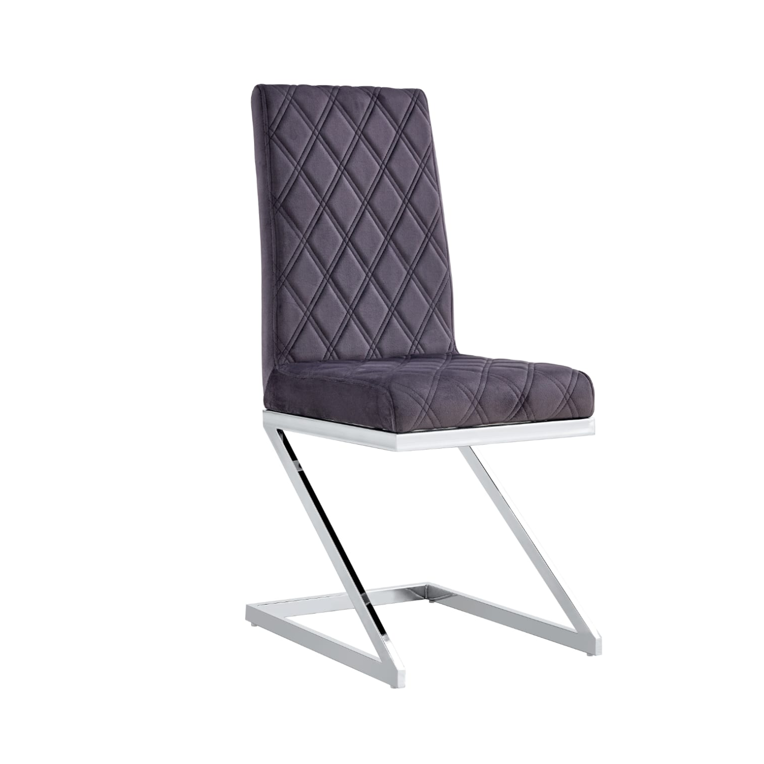 Chaise de bureau assise en velours et pieds en acier