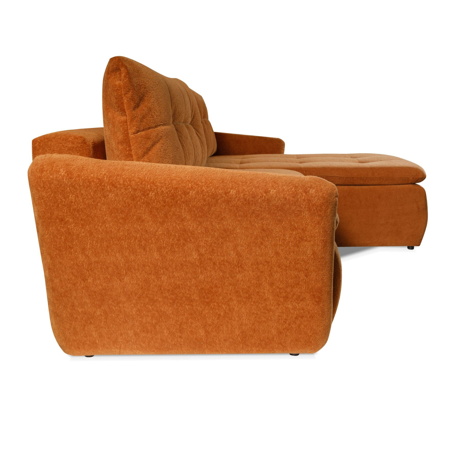 Canapé d’angle convertible 246 cm – Tissu matelassé cannelle – Universel (droite/gauche)