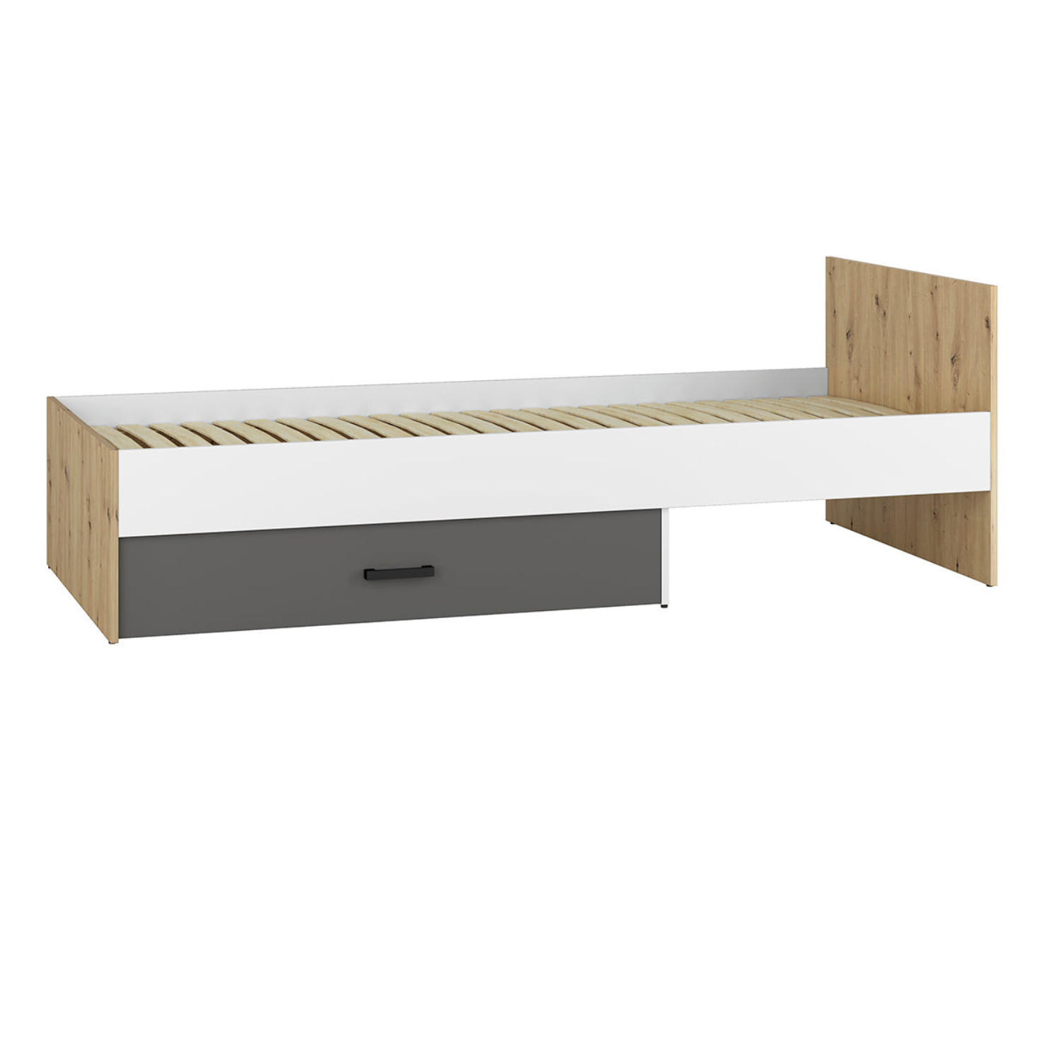 Lit Contemporain avec Structure en Bois et Métal - Confort et Élégance