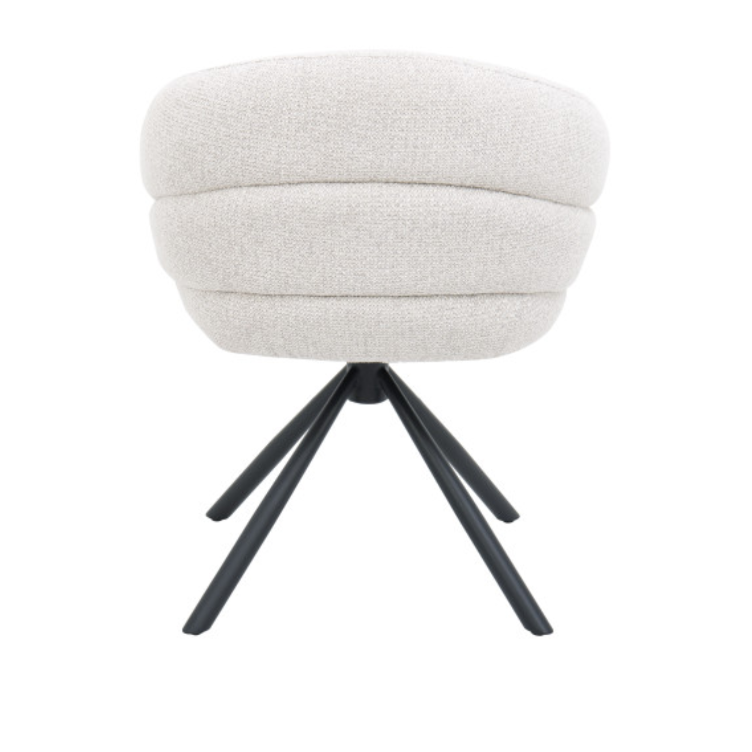 Chaise design pivotante 360° – Assise en tissu texturé, piétement en acier noir (Beige ou Taupe)
