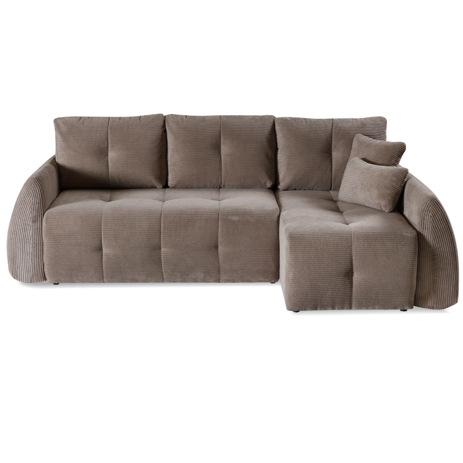Canapé d'angle extensible matelassé 252 cm avec coffre marron
