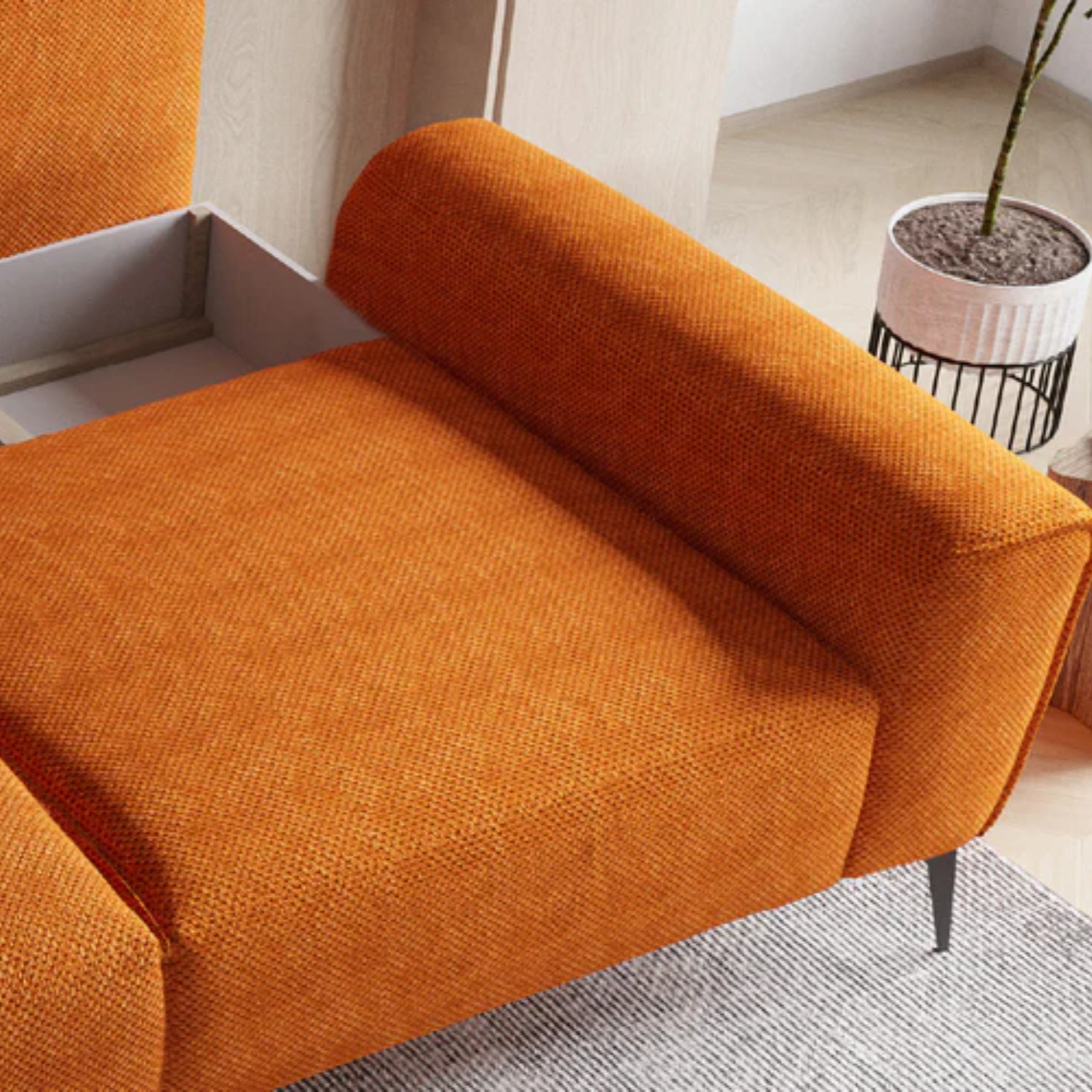 Canapé d'Angle avec Fonction Lit et Coffre de Rangement