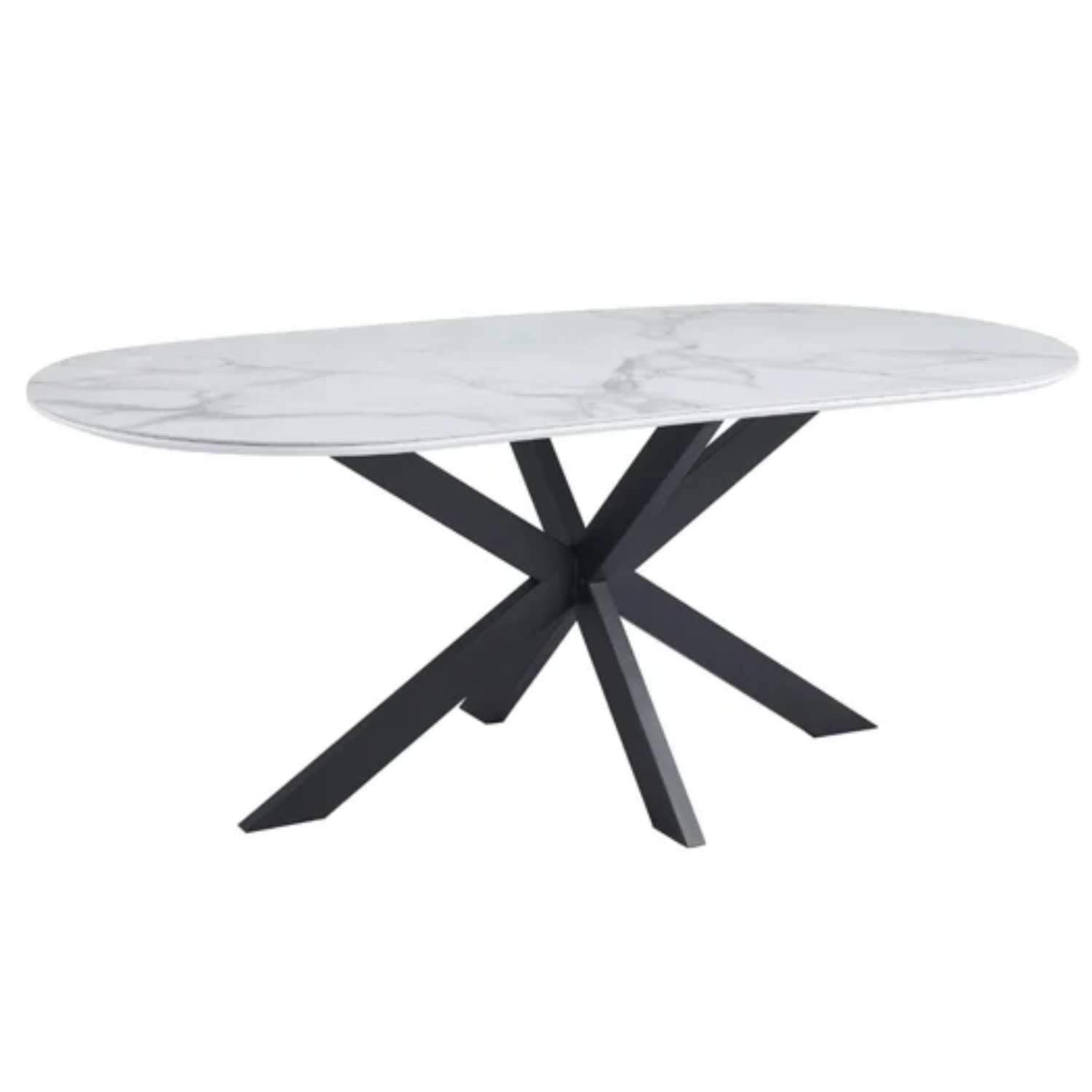 Tables à manger en Céramique Effet Marbre Blanc et Bases Métalliques