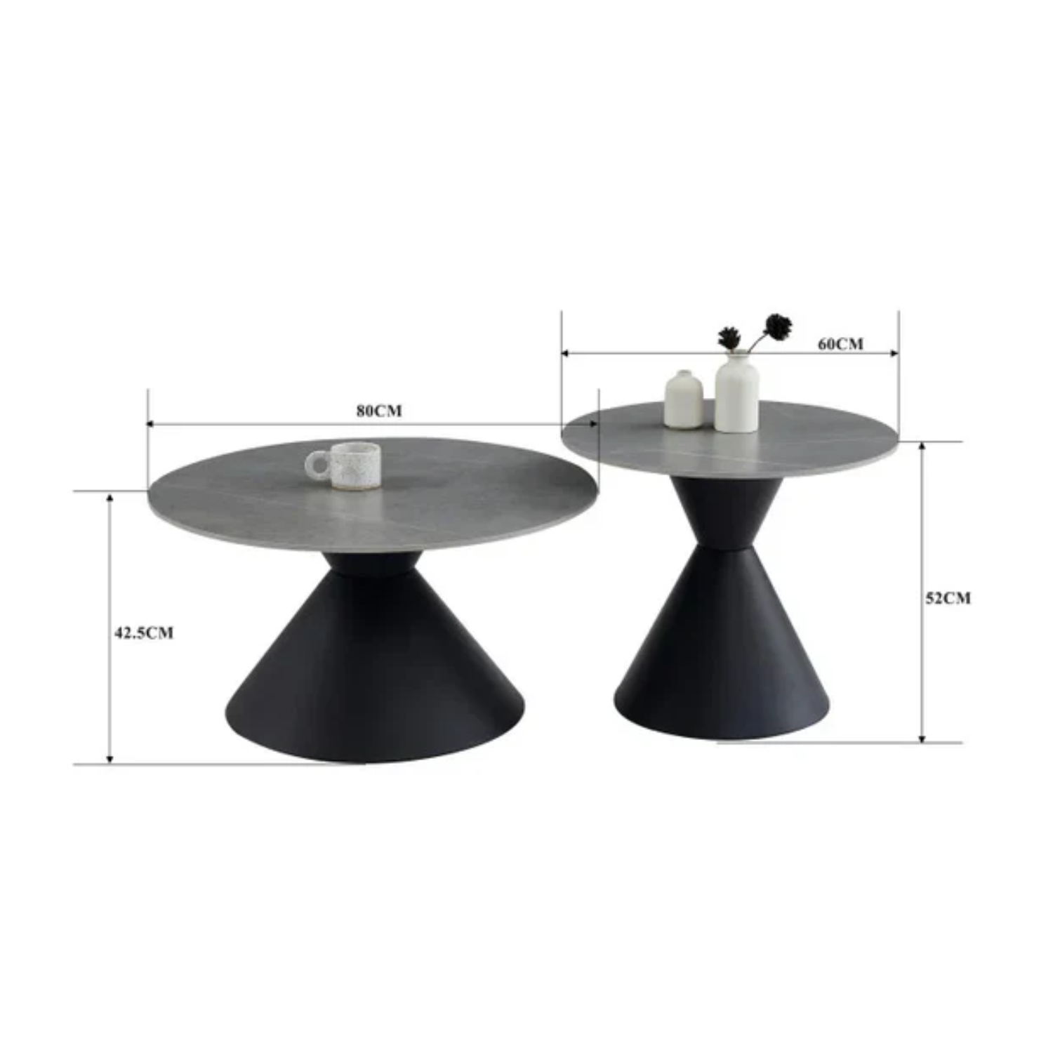 Table basse avec plateau en céramique lisse et résistante, piétement en acier