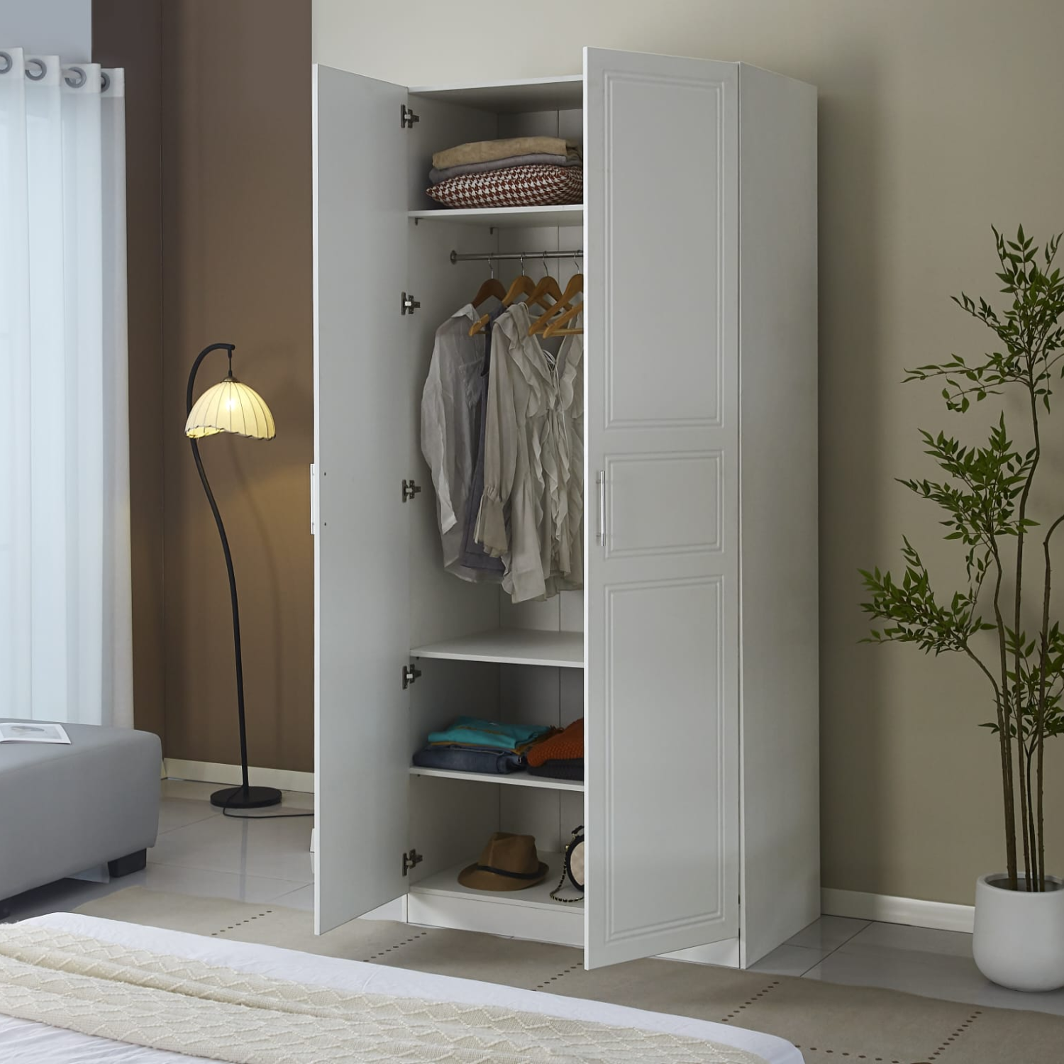 Armoire en Bois Blanc – Deux Portes – 188×81×58,5 cm