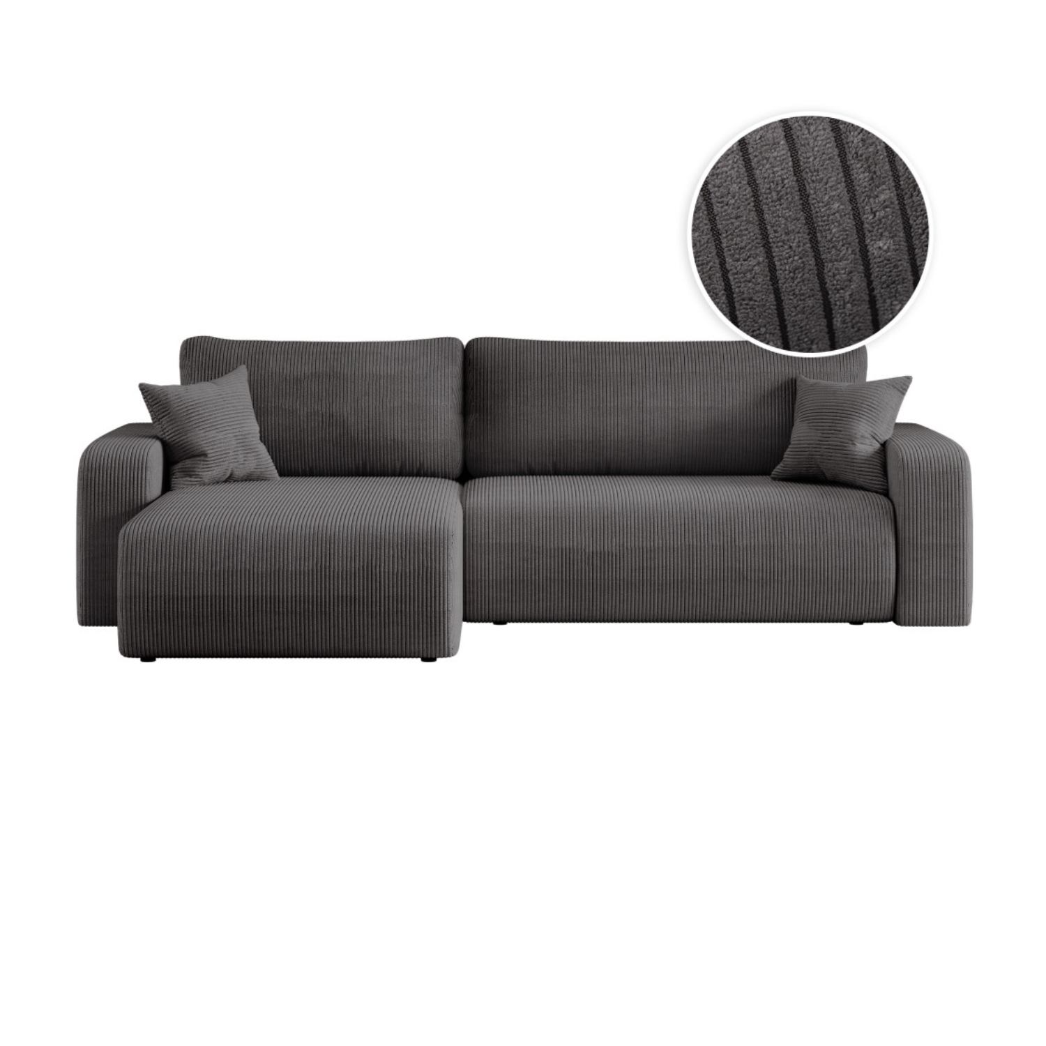 Canapé d'angle max réversible et convertible 5 places en velours côtelé