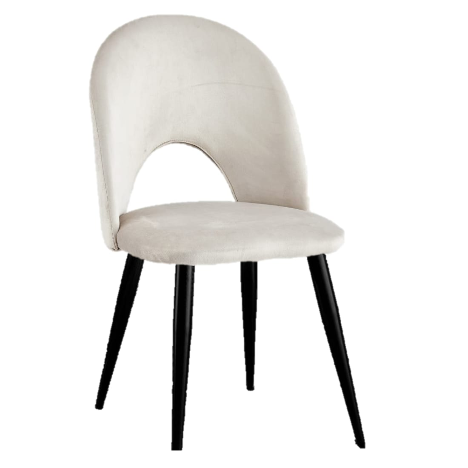 Chaise en velours avec piètement noir ou doré – L 45 cm x P 45 cm x H 90 cm
