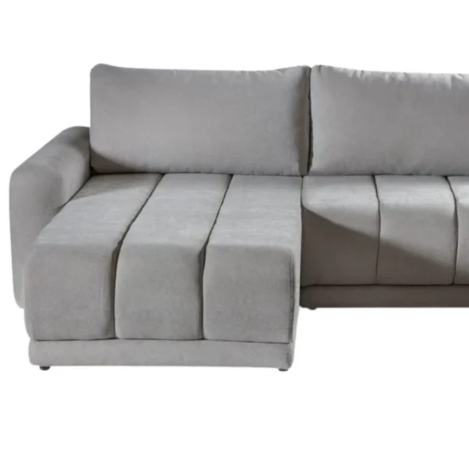 Canapé panoramique convertible Gris avec lit intégré et finitions haut de gamme