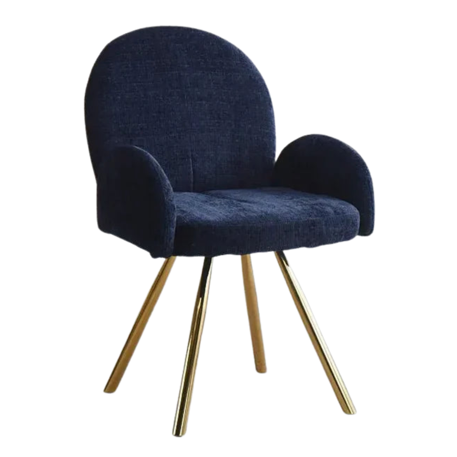 Chaise en tissu chenille avec dossier haut – Piètement en acier doré, argenté ou noir