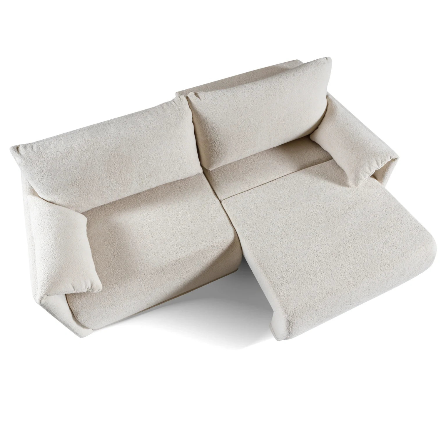 Canapé d’angle convertible écru avec couchage intégré design moderne