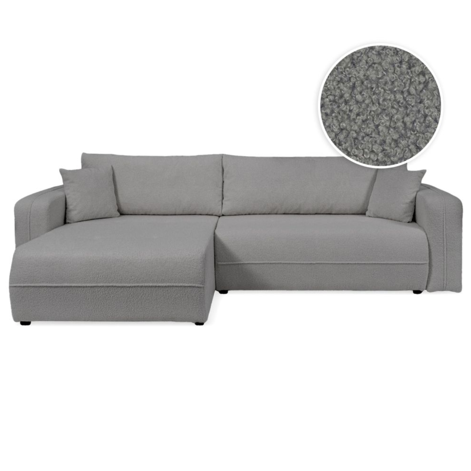 Canapé d'angle max réversible et convertible 5 places en tissu bouclettes