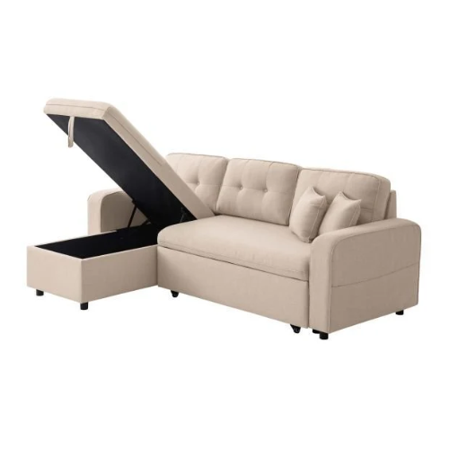 Canapé d'angle convertible réversible en tissu