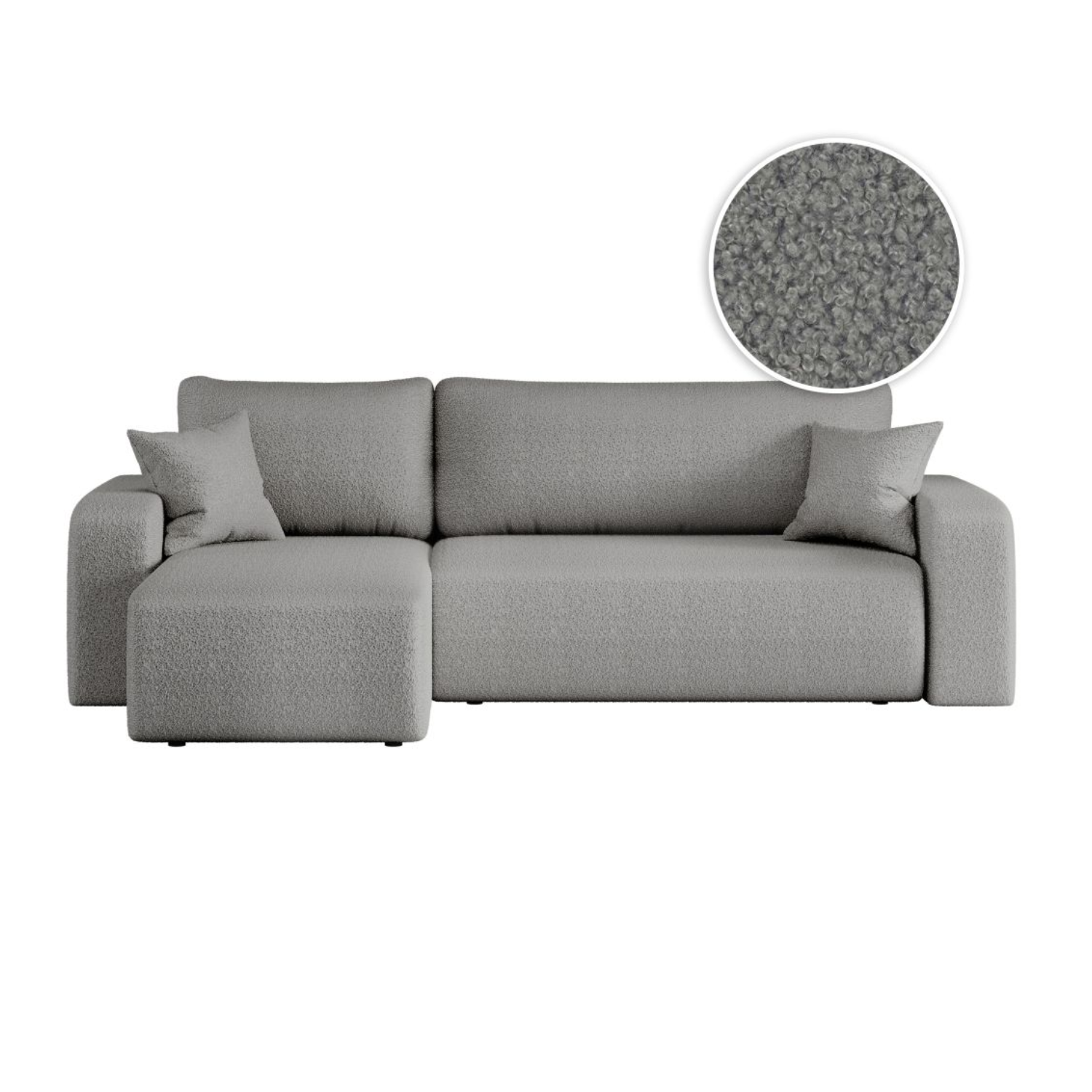 Canapé d'angle convertible et réversible 4 places en tissu bouclette