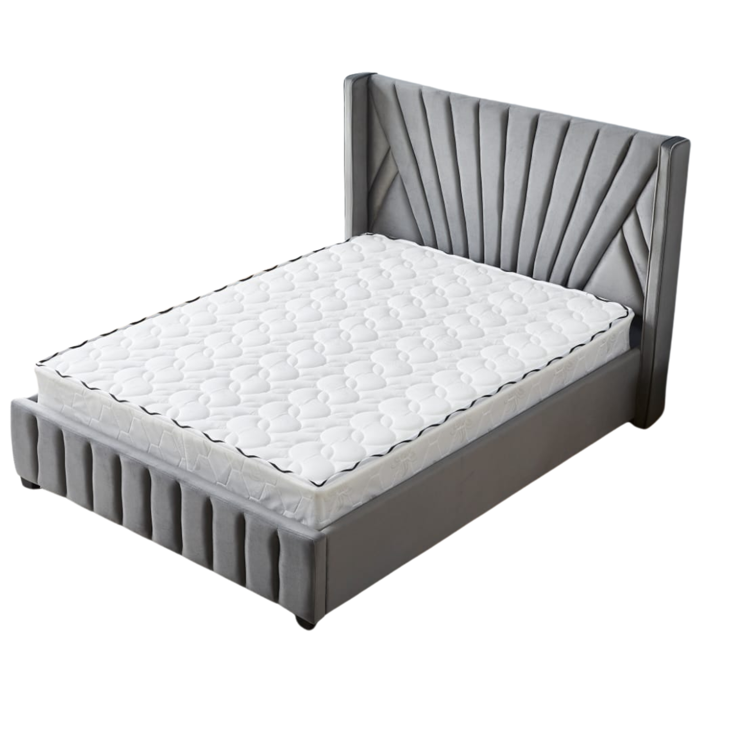 Lit velours – Cadre de lit avec sommier – 140x190, 160x200 – Beige, Gris, Taupe