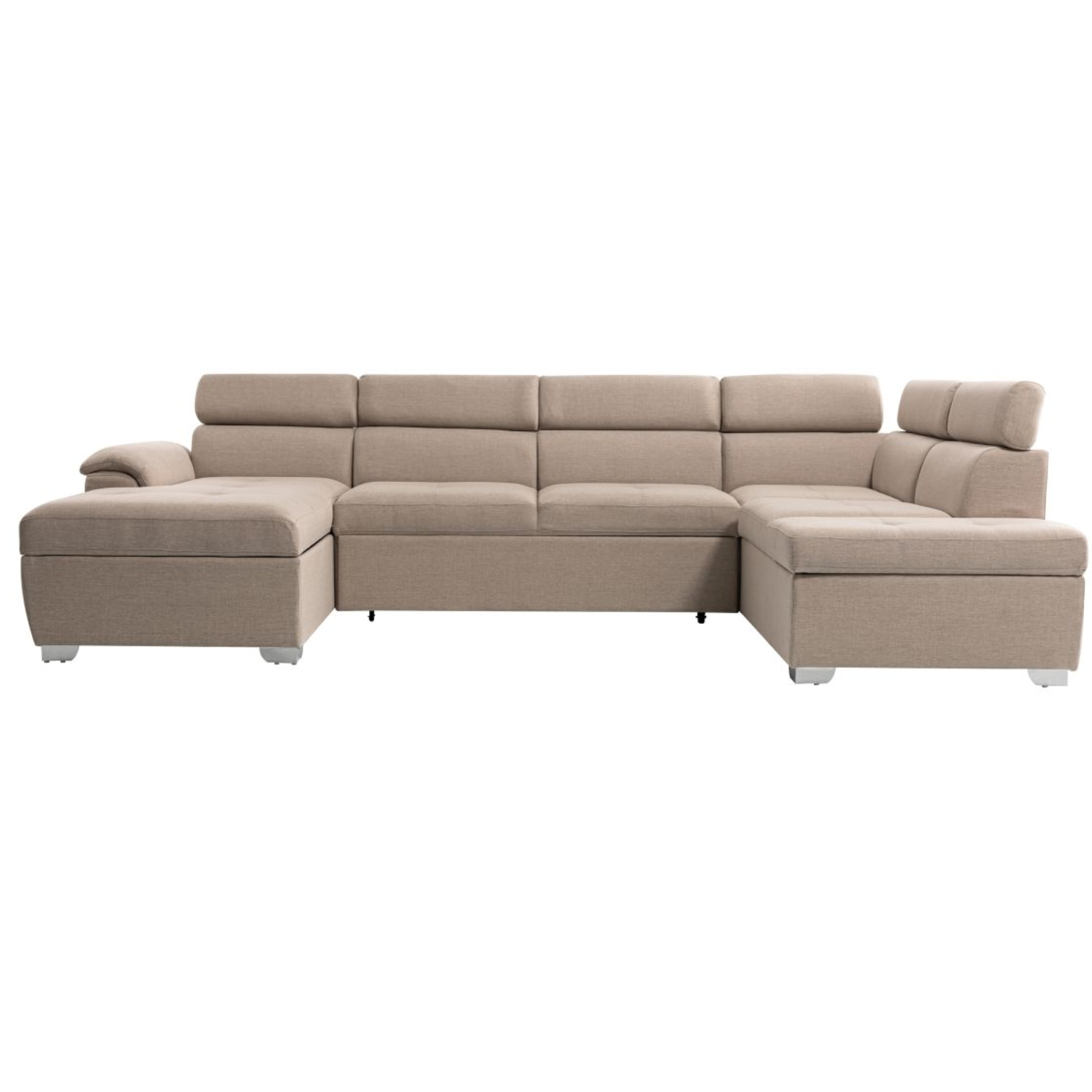 Canapé panoramique convertible avec 2 coffres en tissu