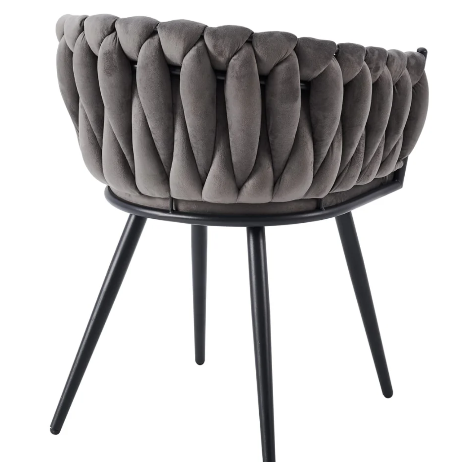 Chaise avec accoudoirs en velours et pieds métal noir