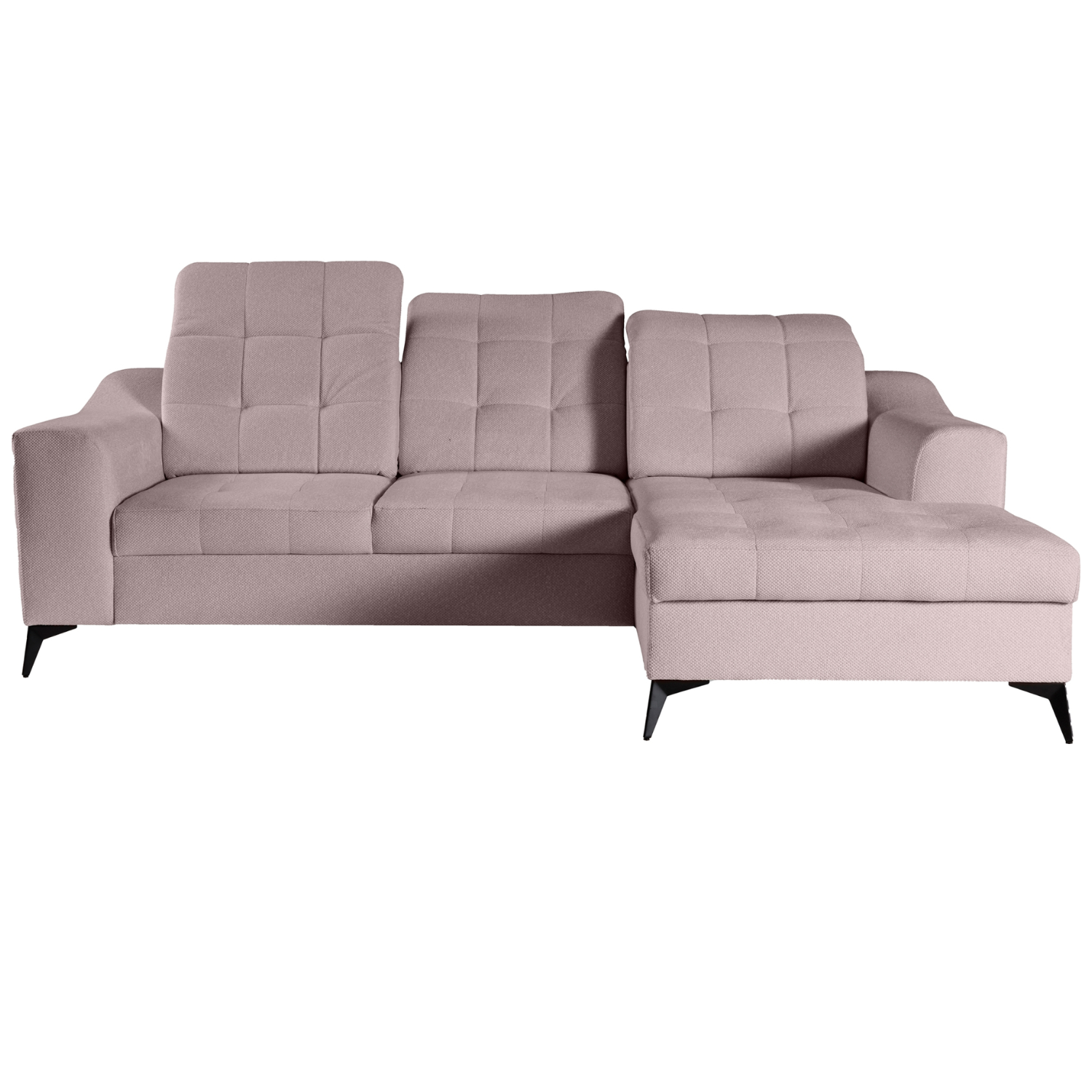 Canapé d’angle convertible en tissu avec  appuis-tête réglables ,coffre et couchage 200x136 cm
