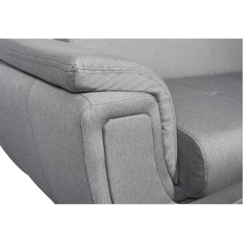 Canapé d'angle fixe convertible en tissu et pieds bois
