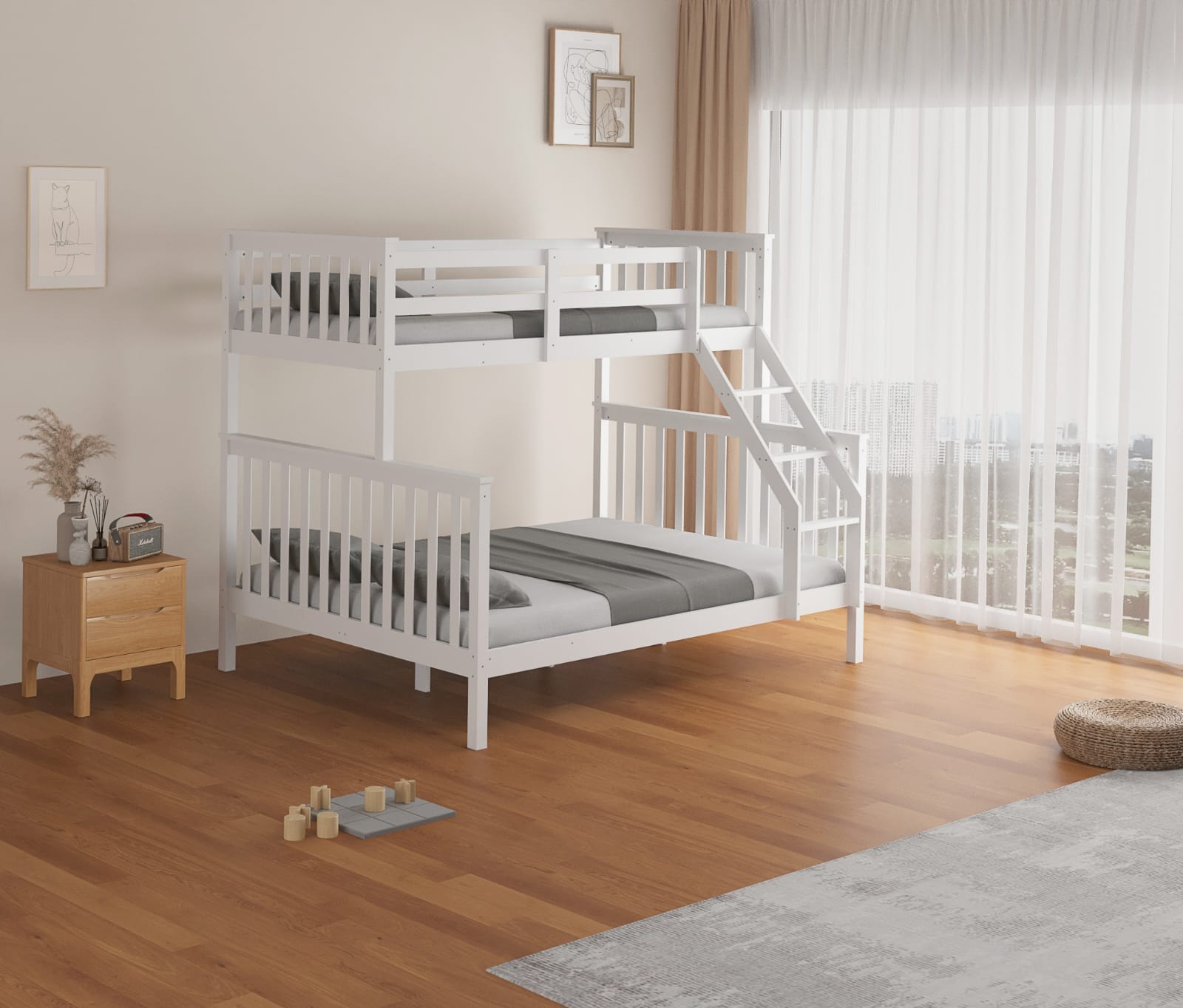 Lit superposé en bois Modèle 2+1 et 1+1 - Decora Home