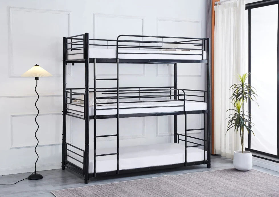 Lit superposé TRIO revêtement et sommier en acier 90 x 190 cm - Decora Home