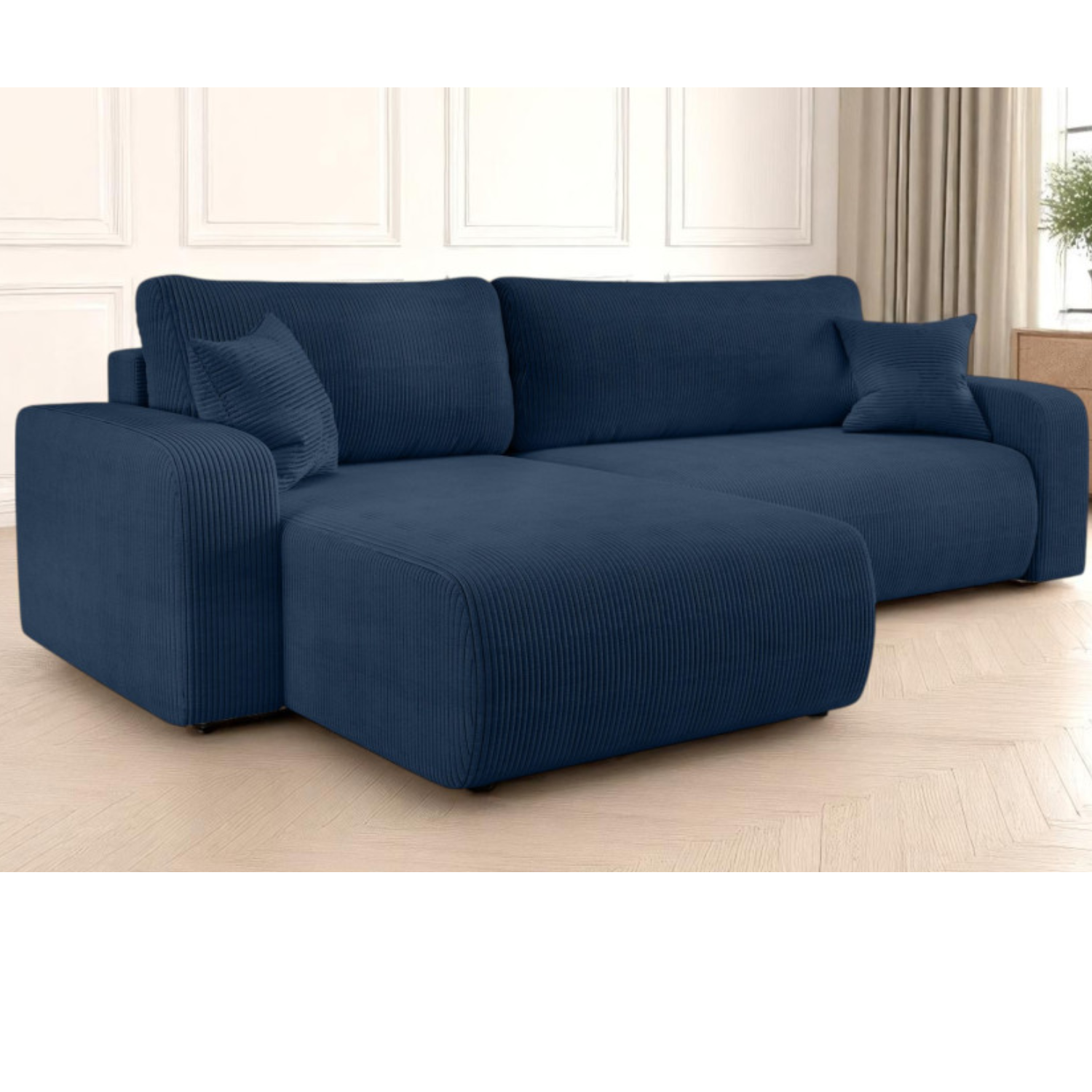 Canapé d'angle max réversible et convertible 5 places en velours côtelé