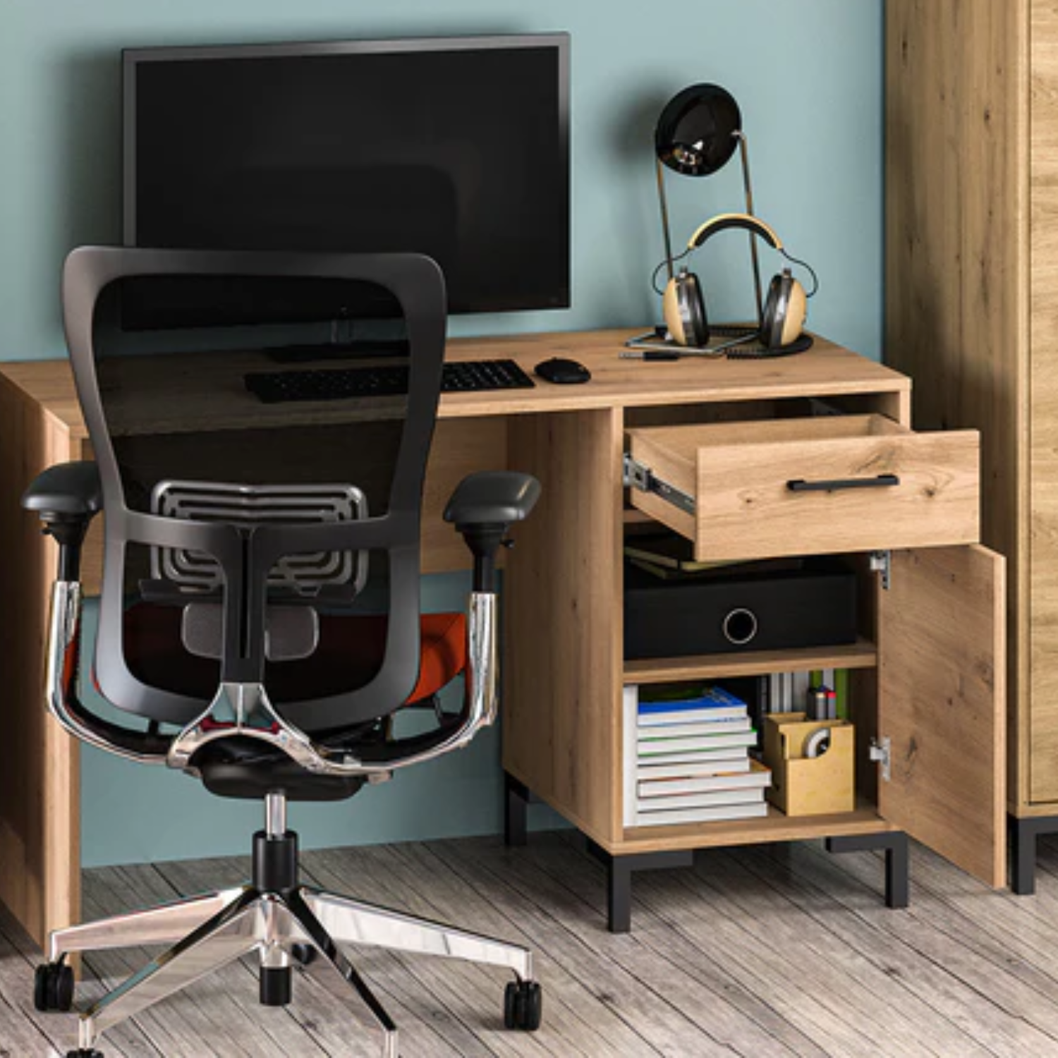 Bureau en Chêne Artisanal avec Bordure ABS - Résistant aux Rayures et Humidité, Design Moderne et Fonctionnel