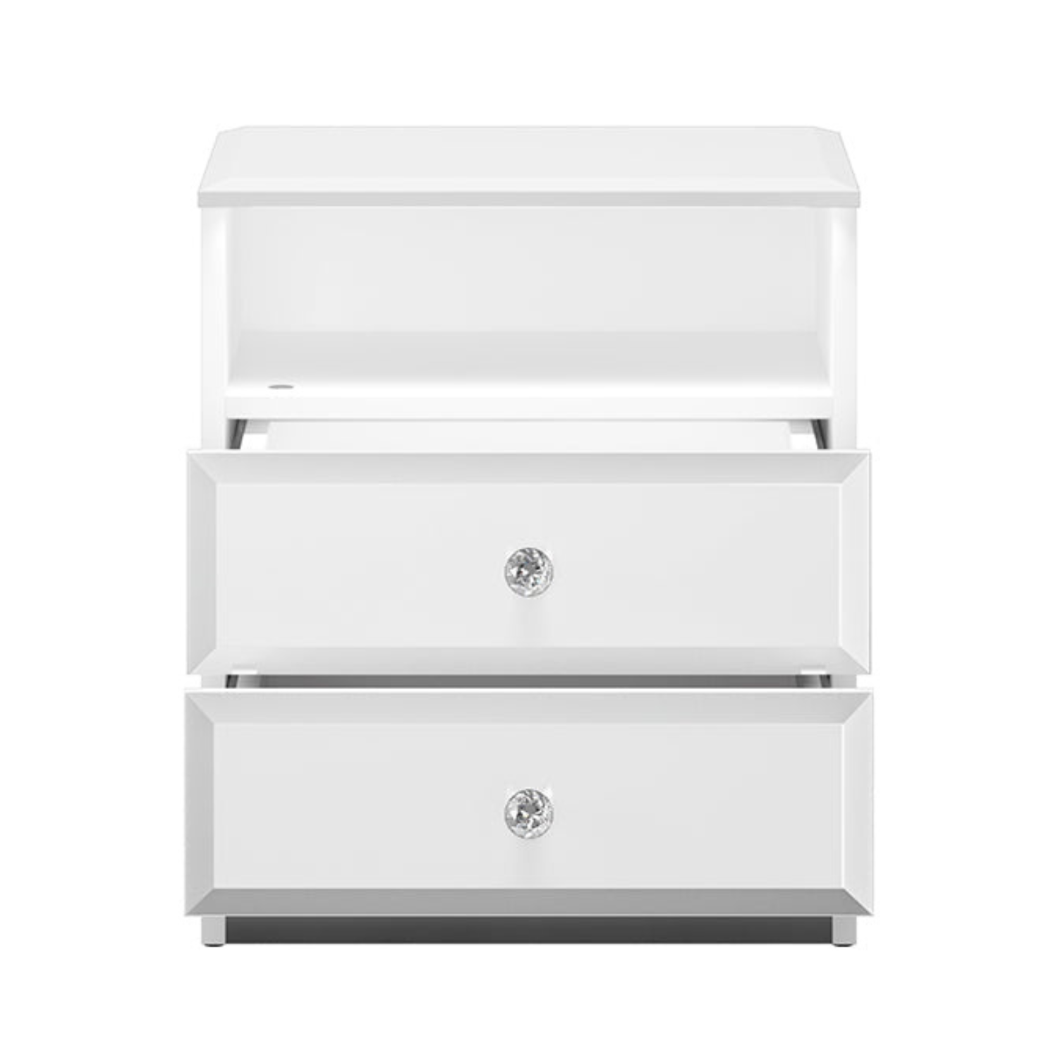 Table de Chevet – Élégance Moderne en Blanc Brillant avec Bordure ABS Durable
