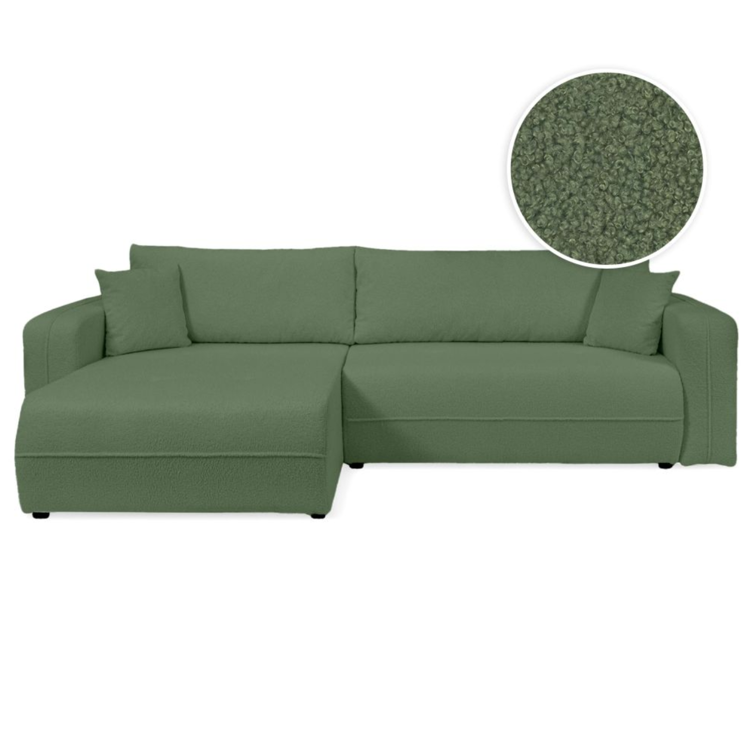 Canapé d'angle max réversible et convertible 5 places en tissu bouclettes