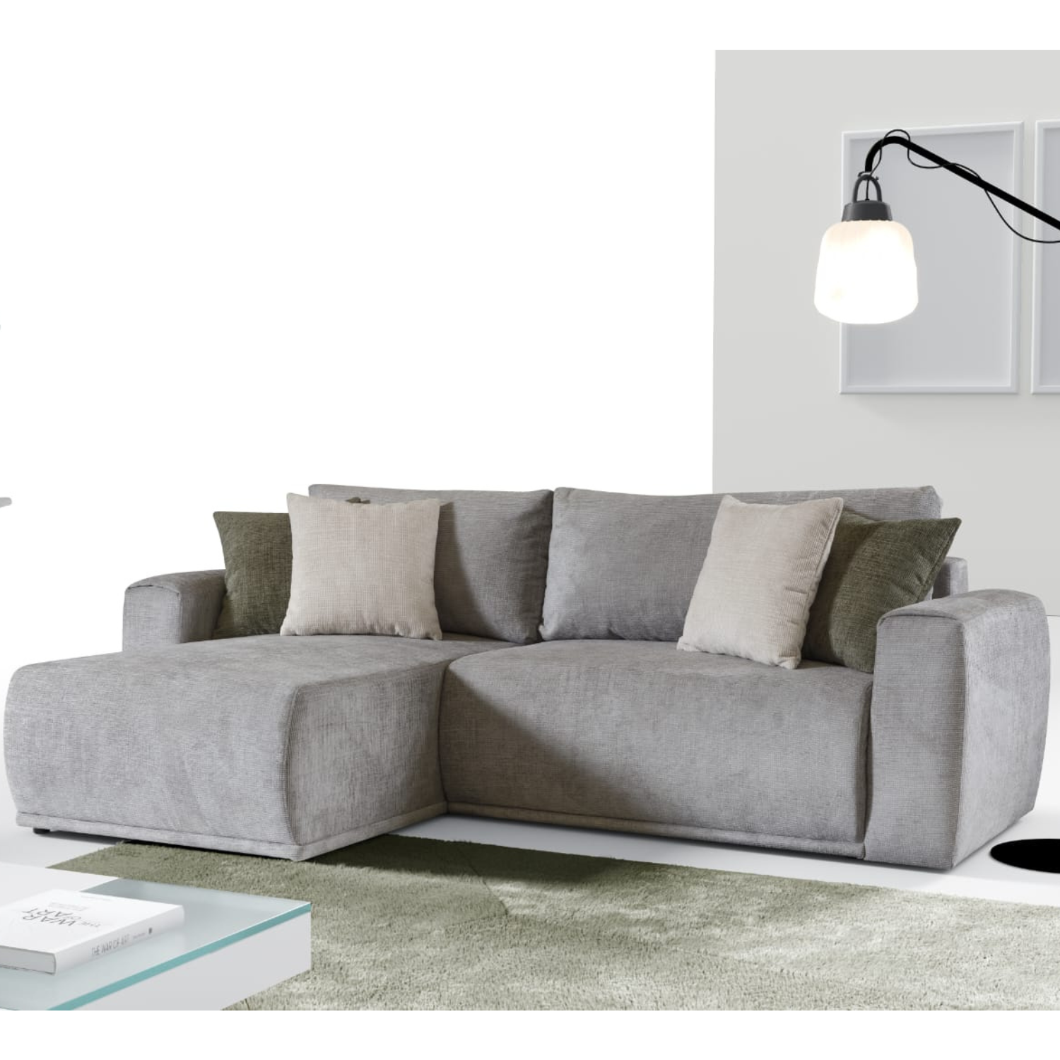 Canapé d’angle convertible – Design moderne avec coffre de rangement et couchage