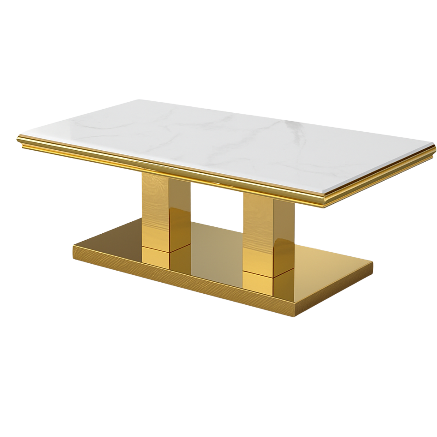 Table basse en marbre et pieds dorés