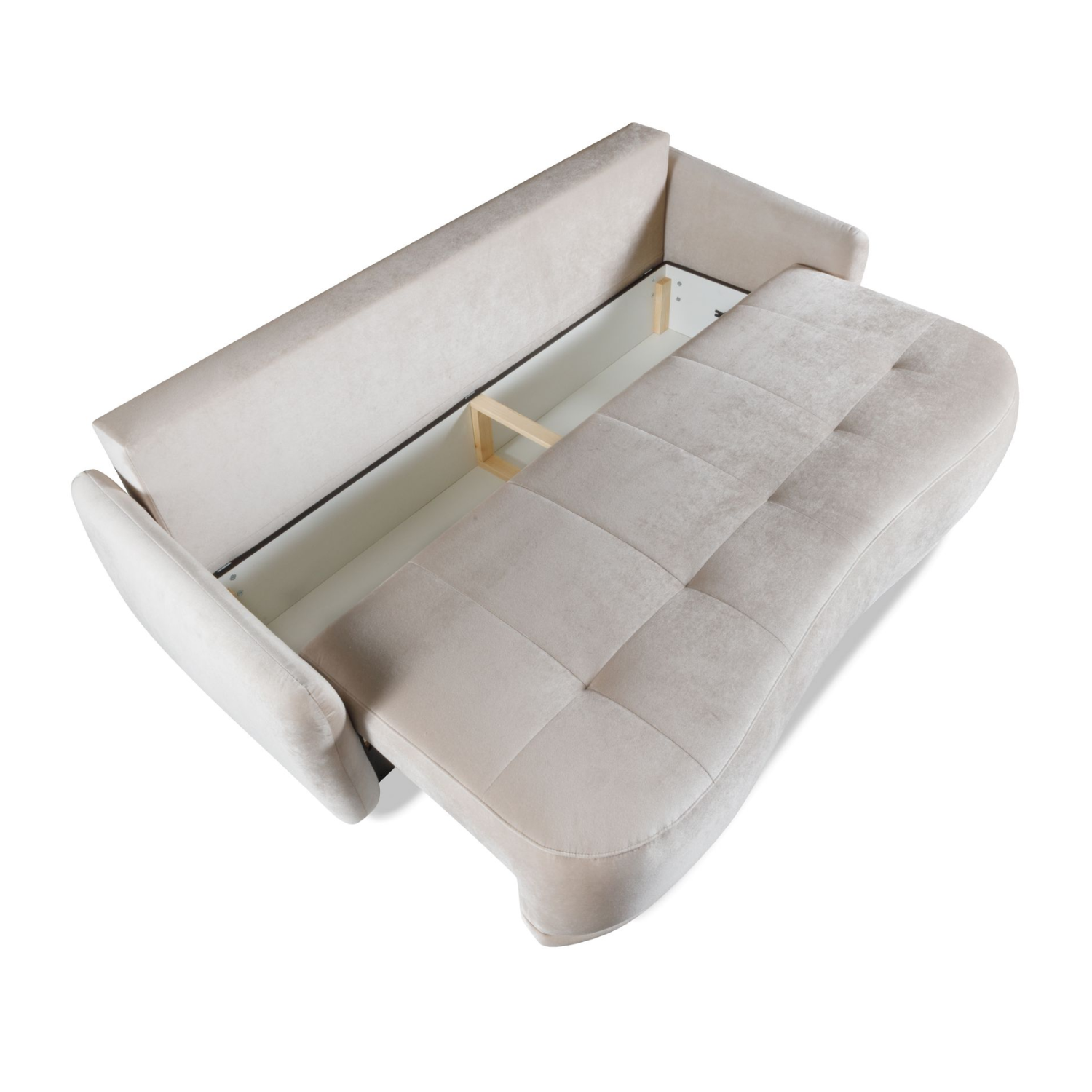 Canapé d’angle avec fonction couchage, coffre de rangement et revêtement tissu