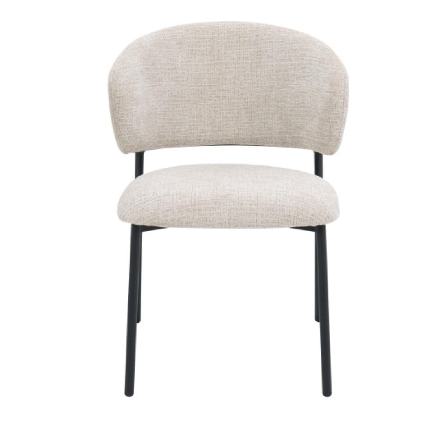 Chaise design – Tissu texturé & piètement acier noir (Beige ou Blanc)