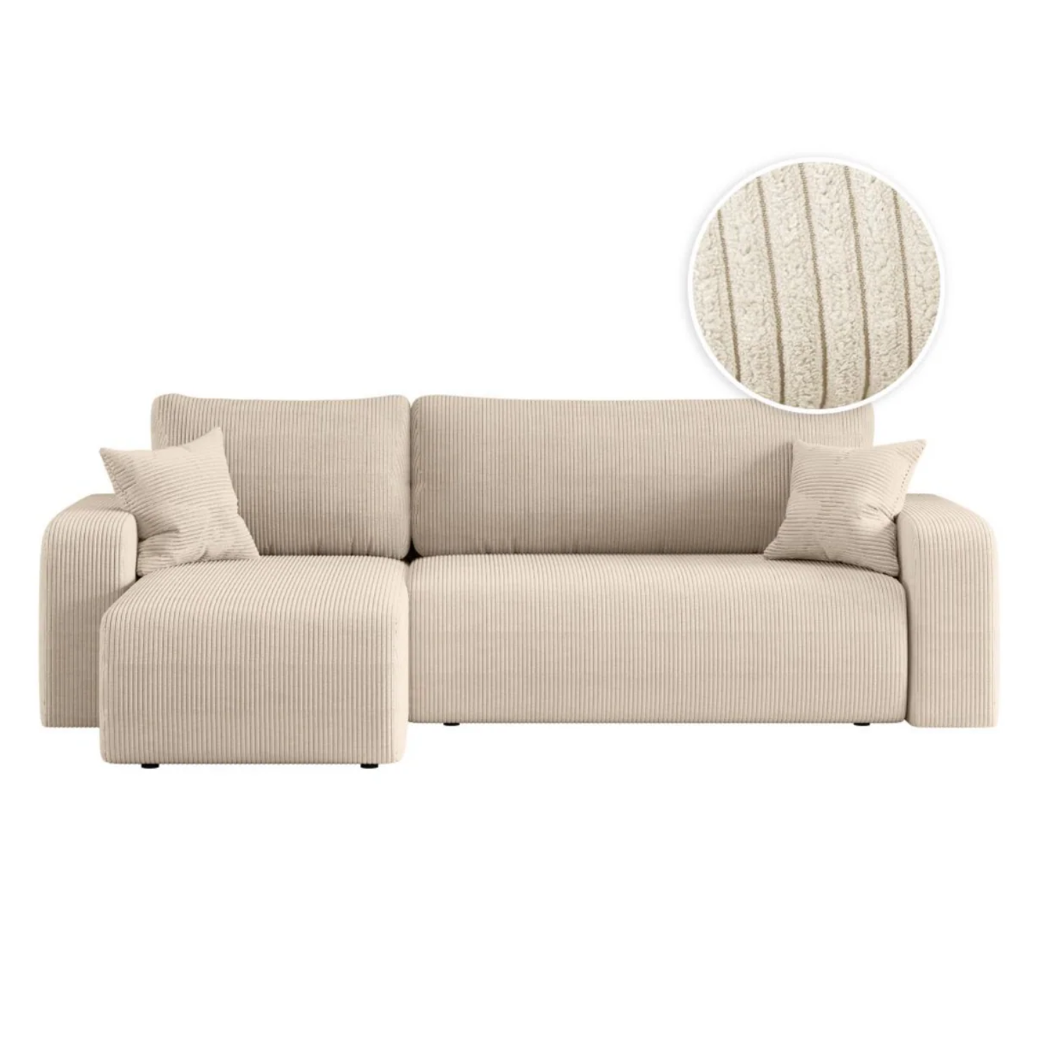 Canapé d'angle convertible et réversible 4 places en velours côtelé