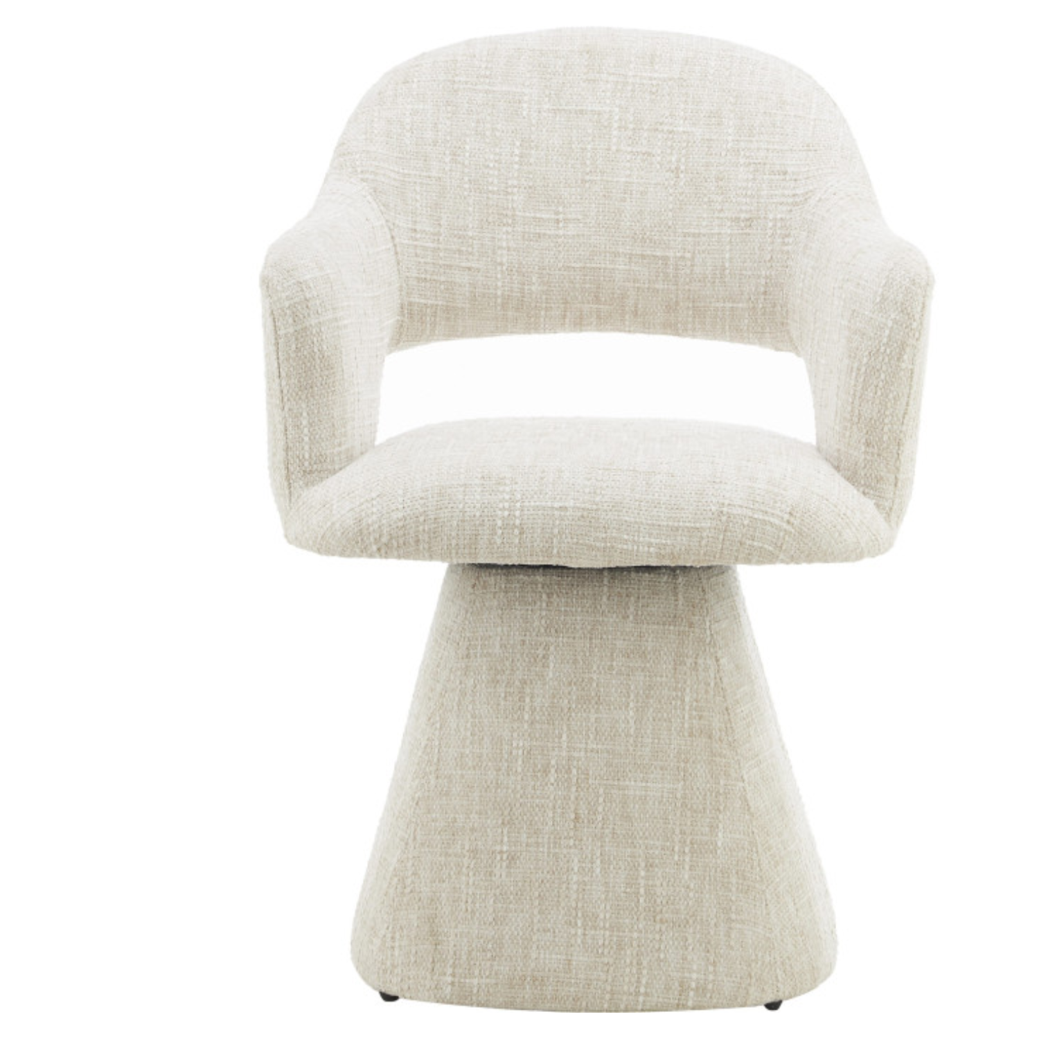 Chaise design – Coque enveloppante en tissu & base trapézoïdale (Beige ou Gris clair)