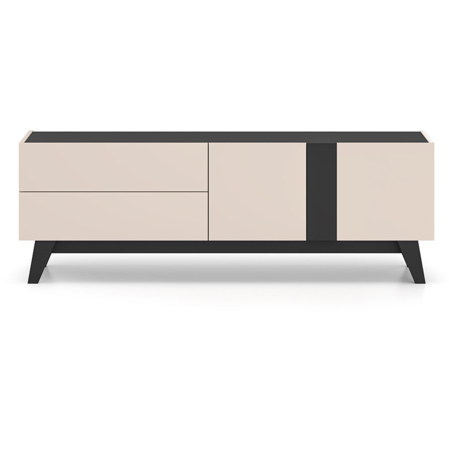 Meuble TV – Rangement Élégant avec Tiroirs à Extension Complète | Design Cachemire et Noir