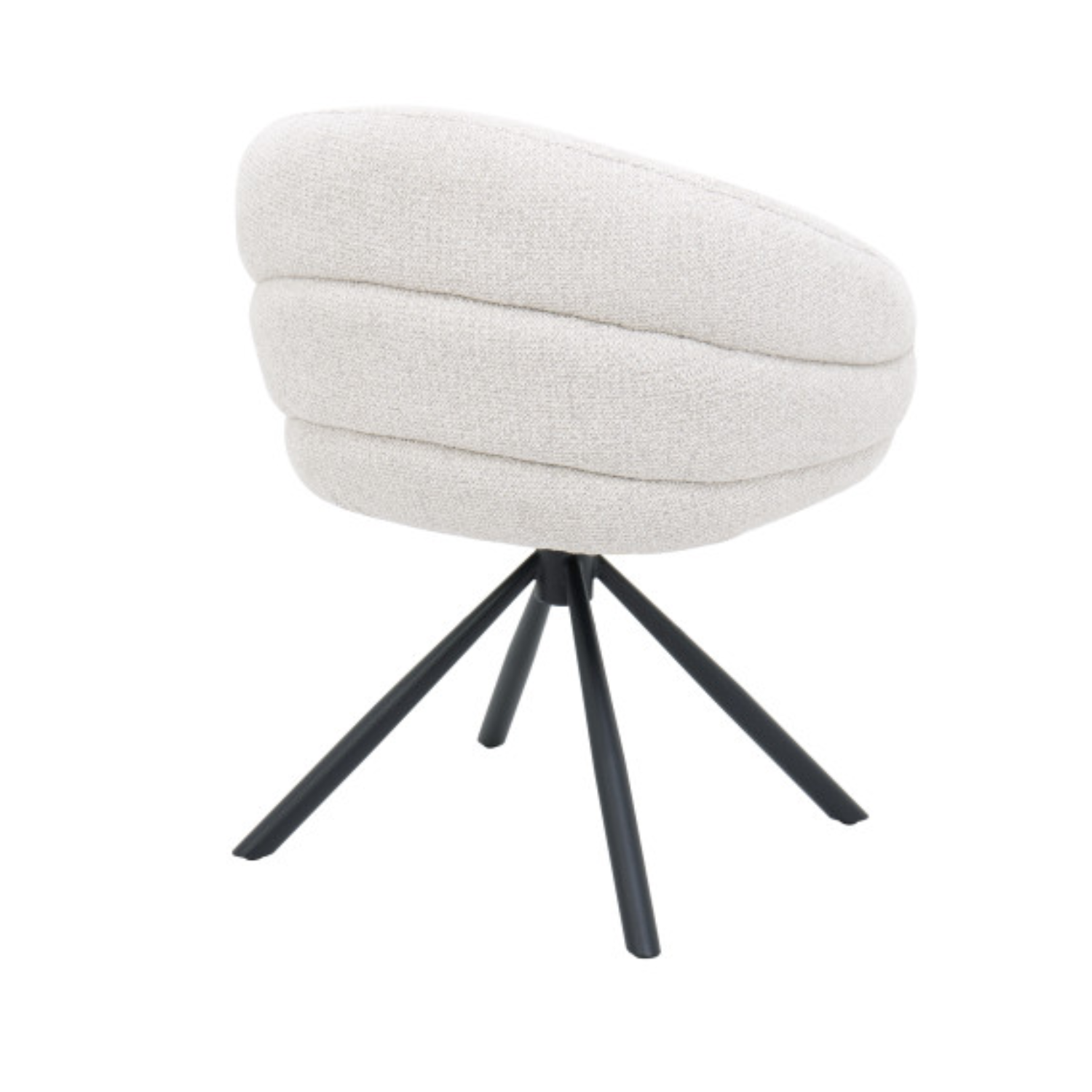 Chaise design pivotante 360° – Assise en tissu texturé, piétement en acier noir (Beige ou Taupe)