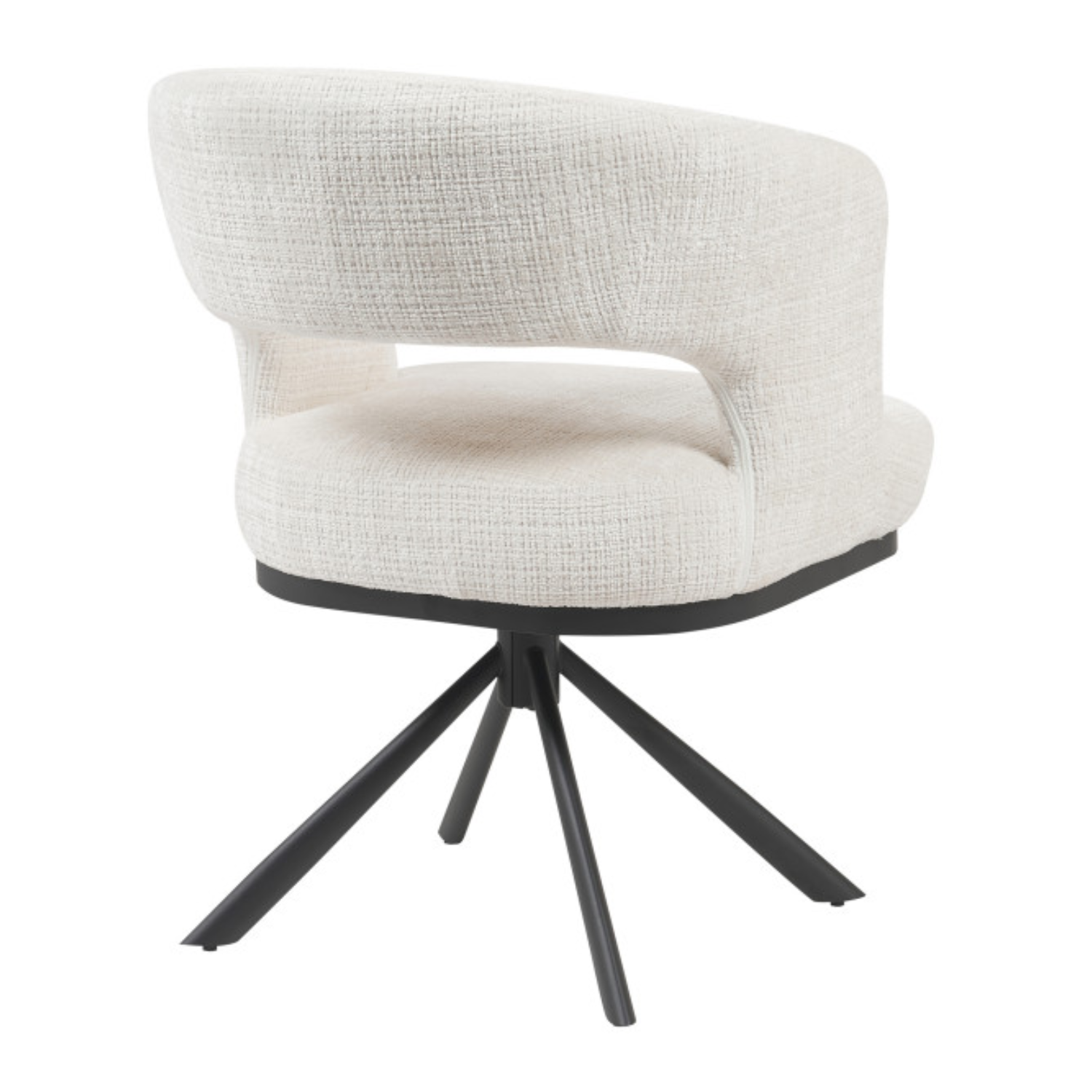 Chaise design pivotante 360° – Assise en tissu bouclé texturé, piétement en acier (Beige ou Taupe)
