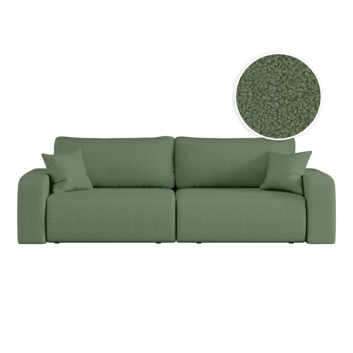 Canapé convertible 3 places – avec coffre de rangement – Tissu bouclette ou velours côtelé – Fabrication européenne