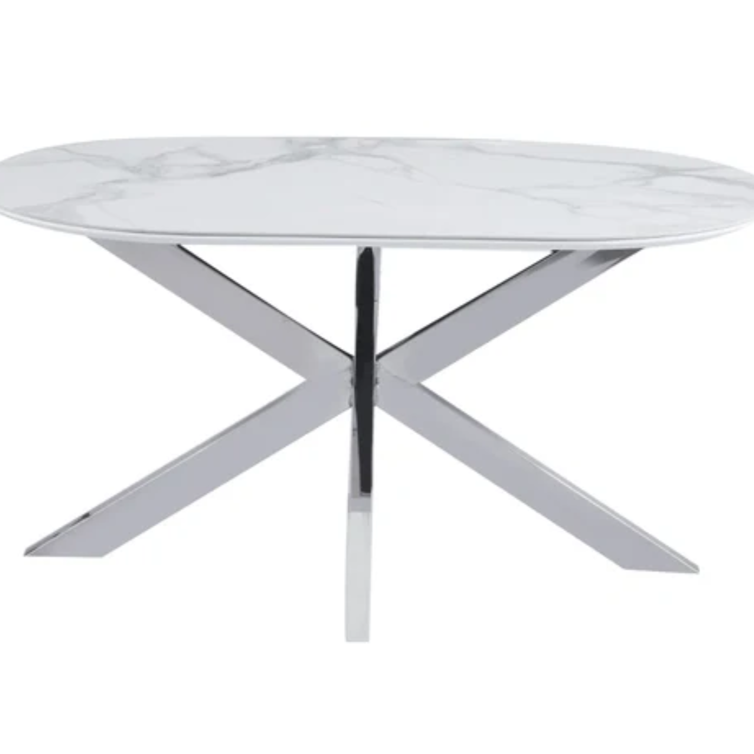 Tables à manger en Céramique Effet Marbre Blanc et Bases Métalliques