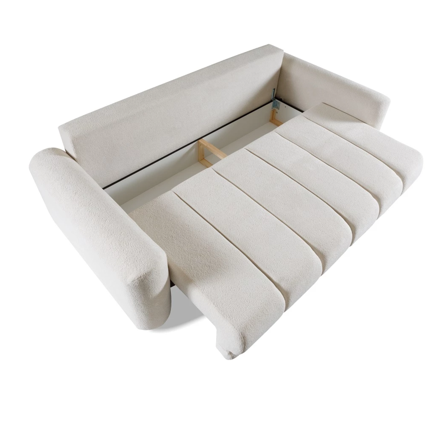 Canapé-lit 3 places 250 cm – Beige, convertible avec coffre et couchage XXL 163x200 cm