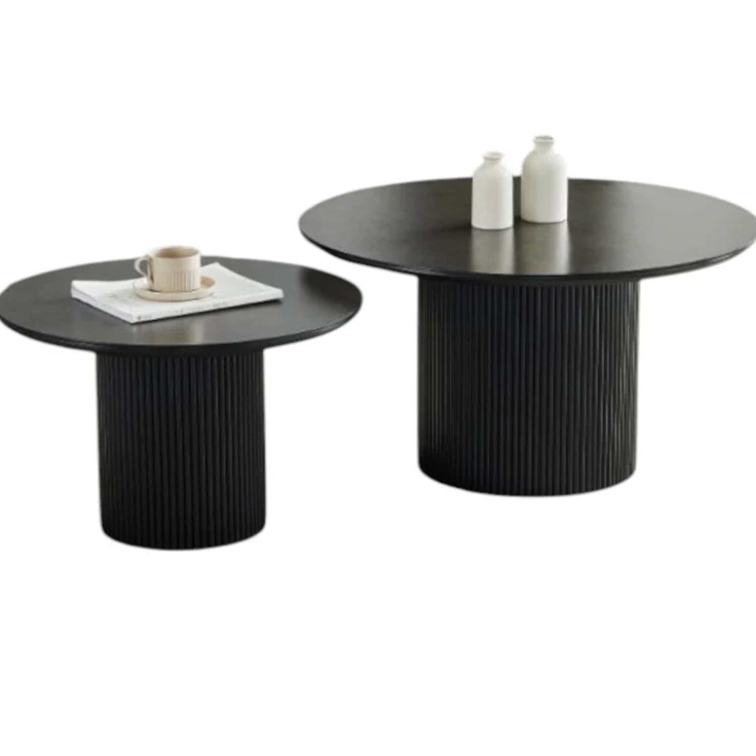 Table basse Plateau en Céramique et Piètement en Bois Laqué