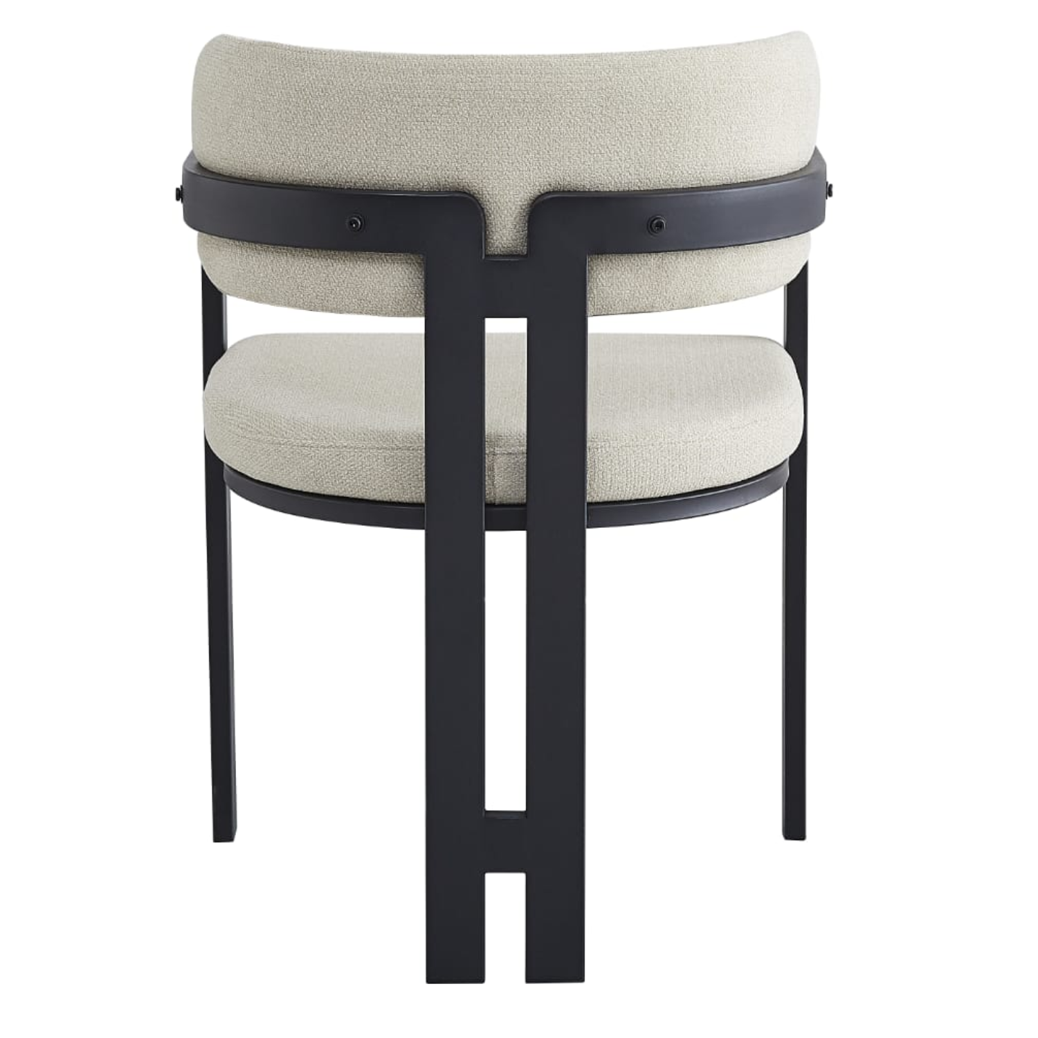 Chaise en  structure en métal noir avec assise en tweed latte confortable