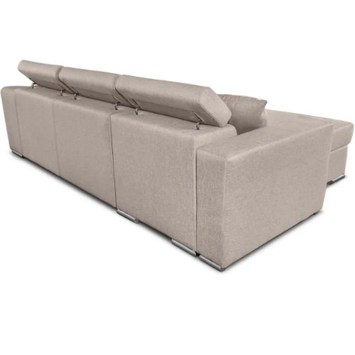 Canapé d'angle réversible, convertible avec coffre et 2 poufs en tissu