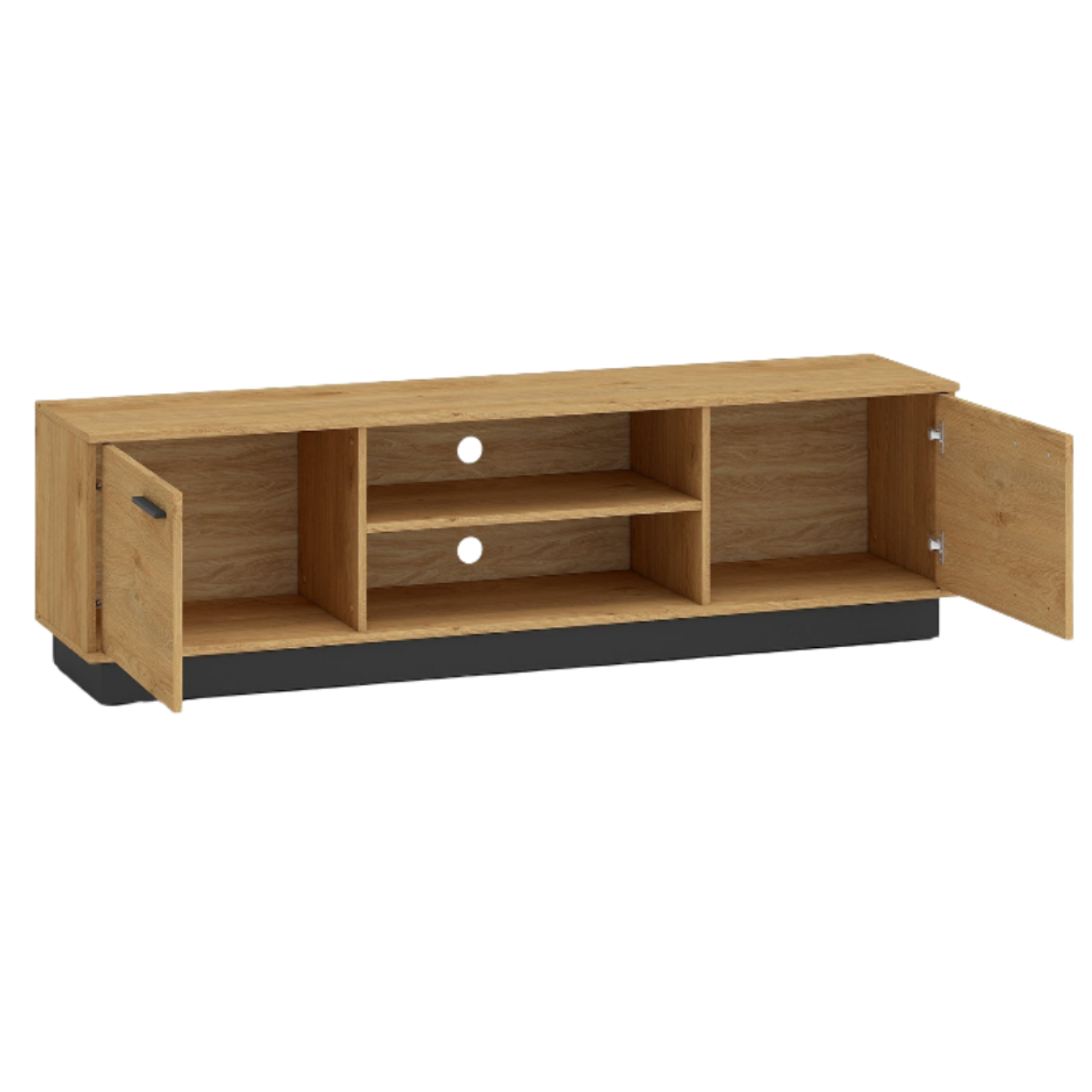 Meuble TV en Chêne Élégant avec Base Noire - Design Moderne et Résistance Supérieure