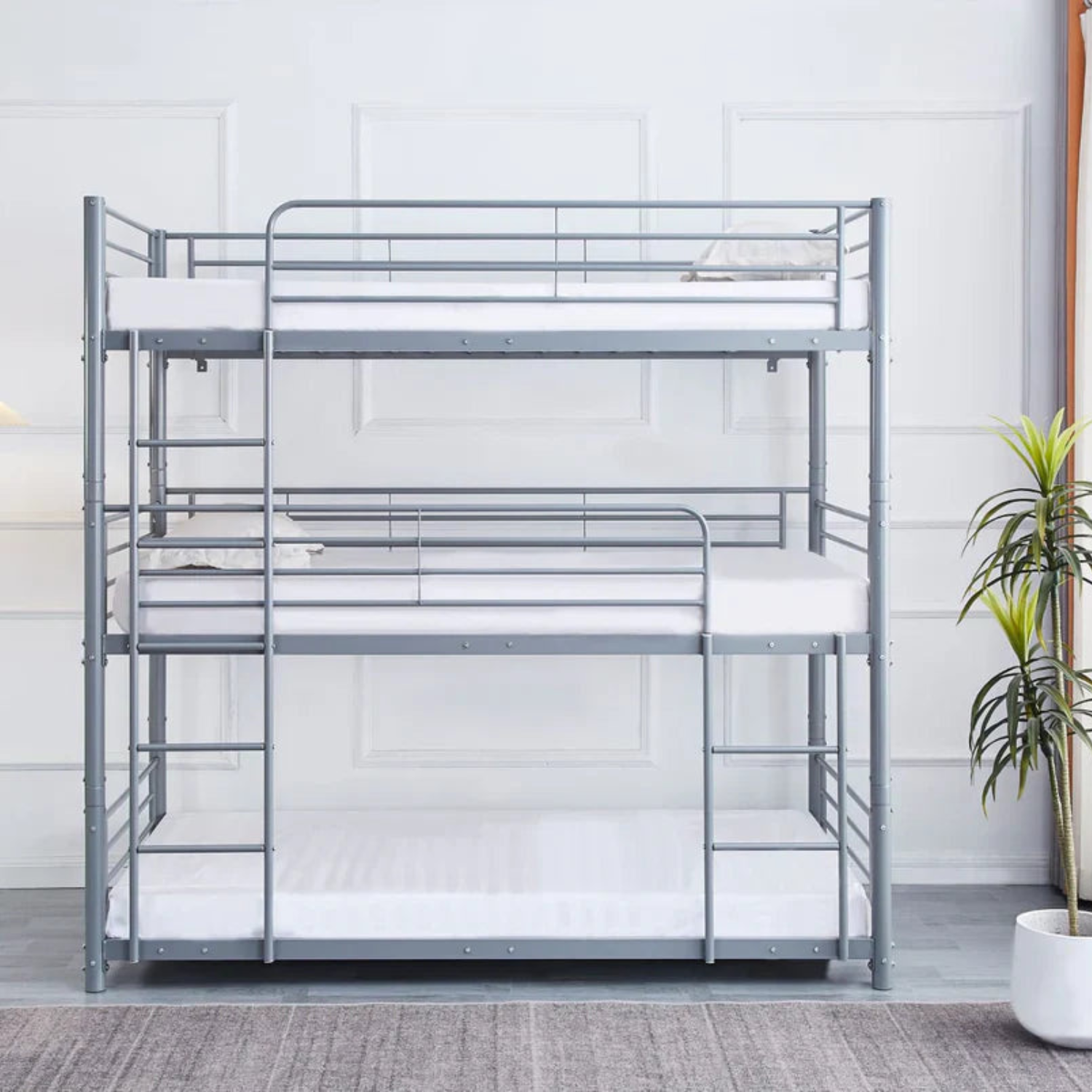 Lit superposé TRIO revêtement et sommier en acier 90 x 190 cm