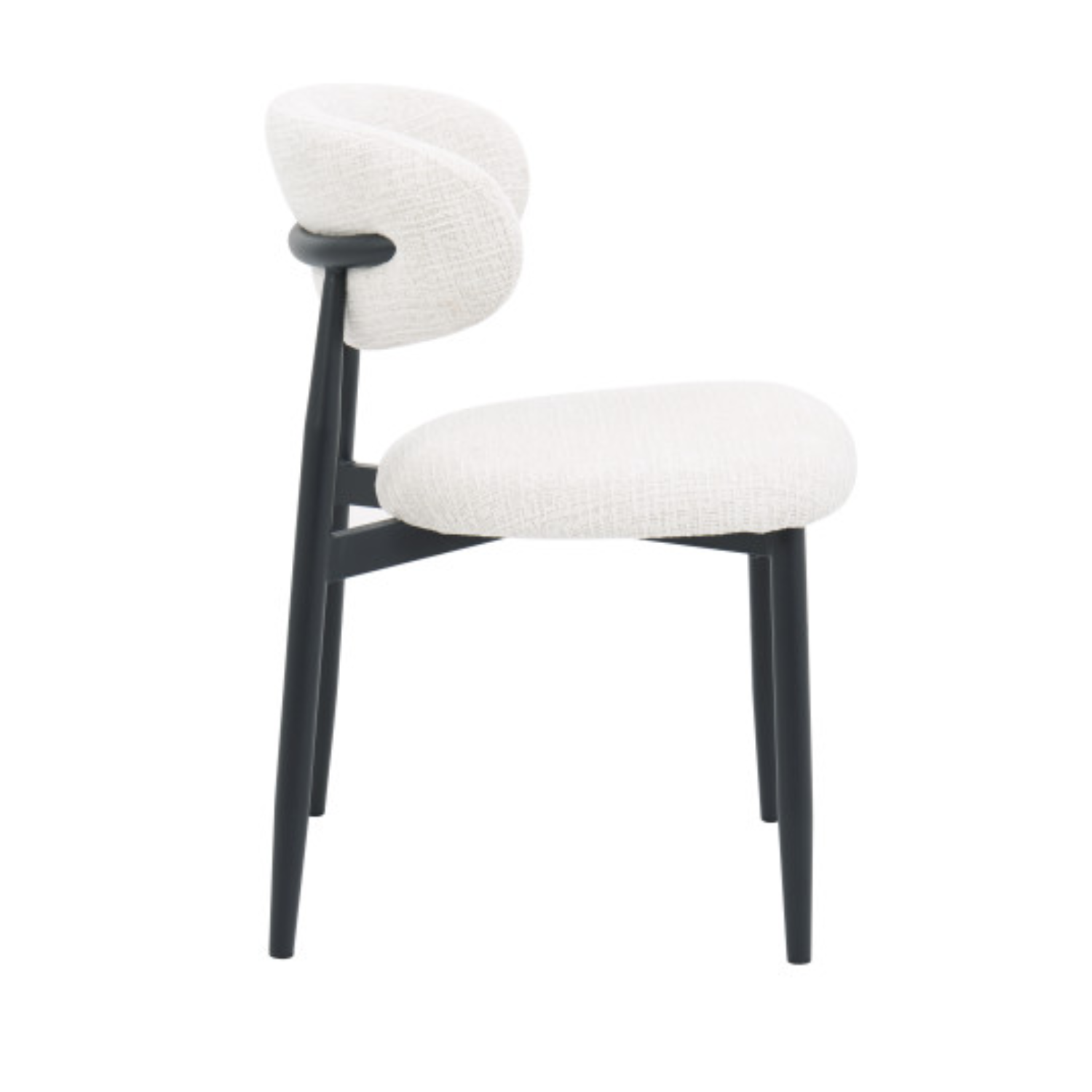 Chaise design – Assise et dossier en tissu, piétement acier (Beige ou Blanc)