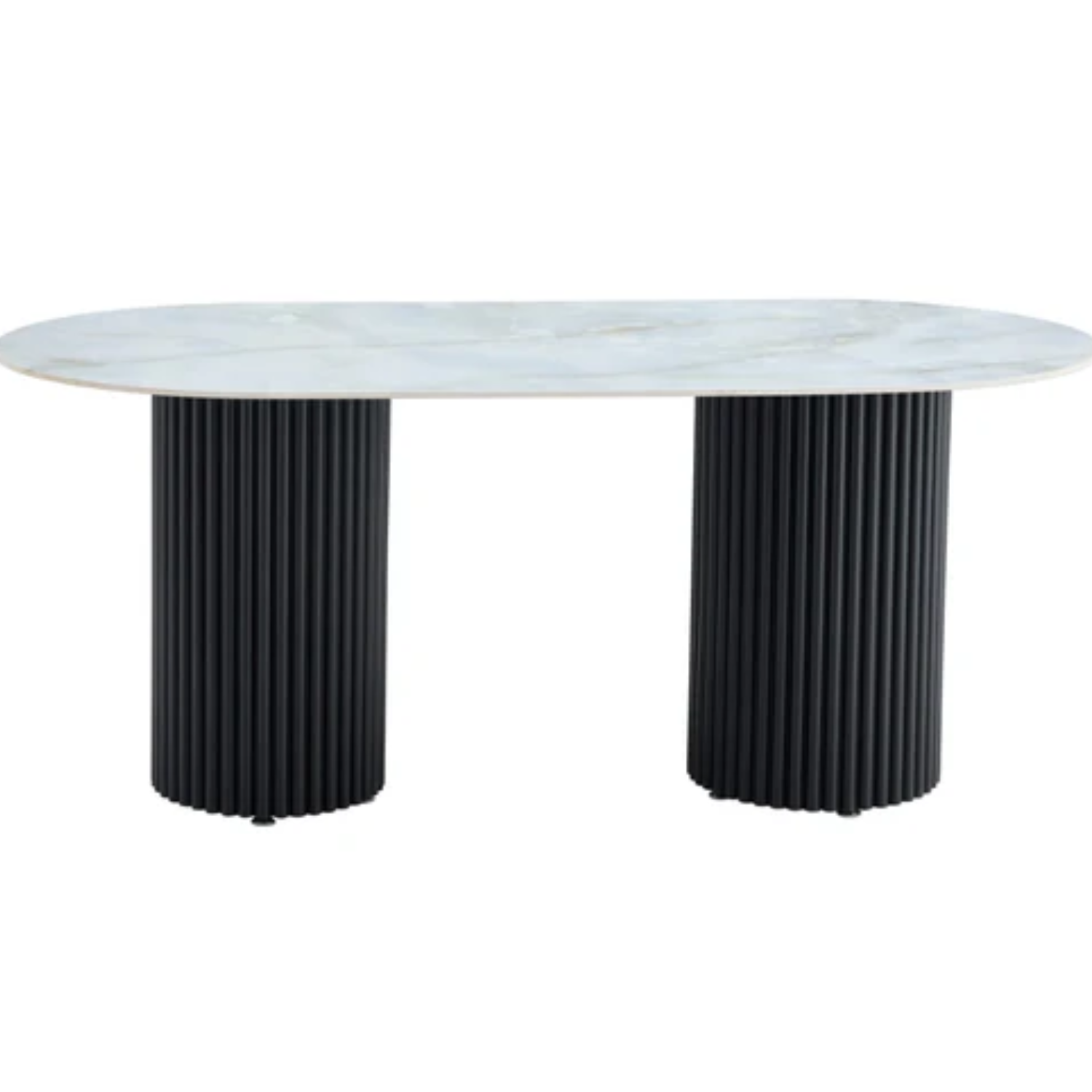Table à Manger –Plateau Céramique Travertin ou Moka, Pieds Métal – Élégance Moderne 180x90 cm