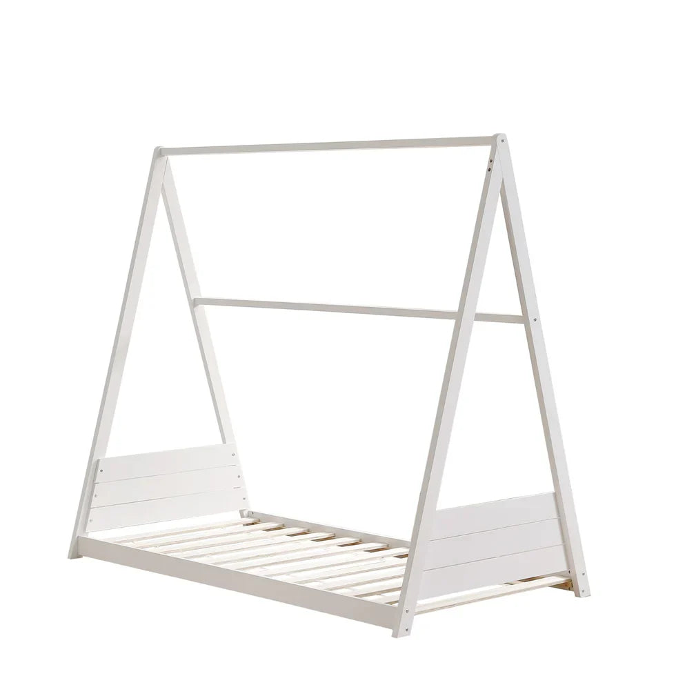 Lit simple Natura – Structure bois blanc & gris, ambiance naturelle 90x190 Cm - Decora Home
