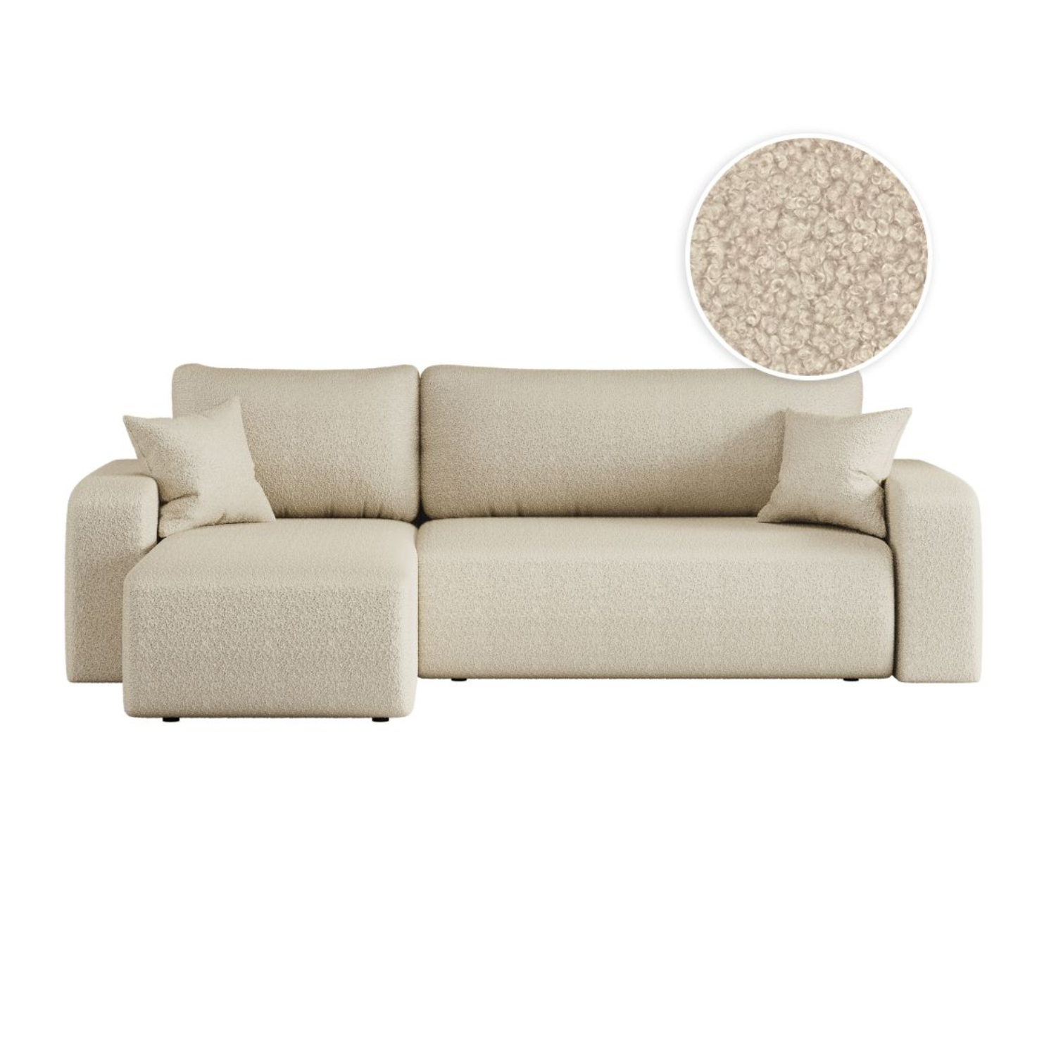 Canapé d'angle convertible et réversible 4 places en tissu bouclette